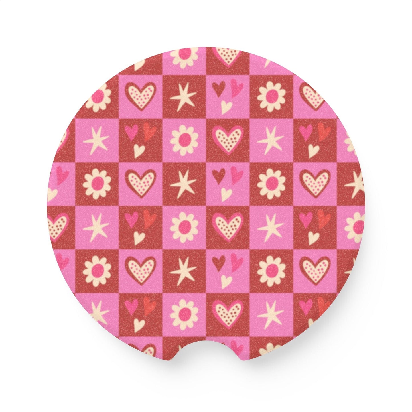 Cute Hearts & Flowers Coquette Car Coasters • Cute Car Accessories Home Decor Printify 2.6'' × 2.6" 1pc