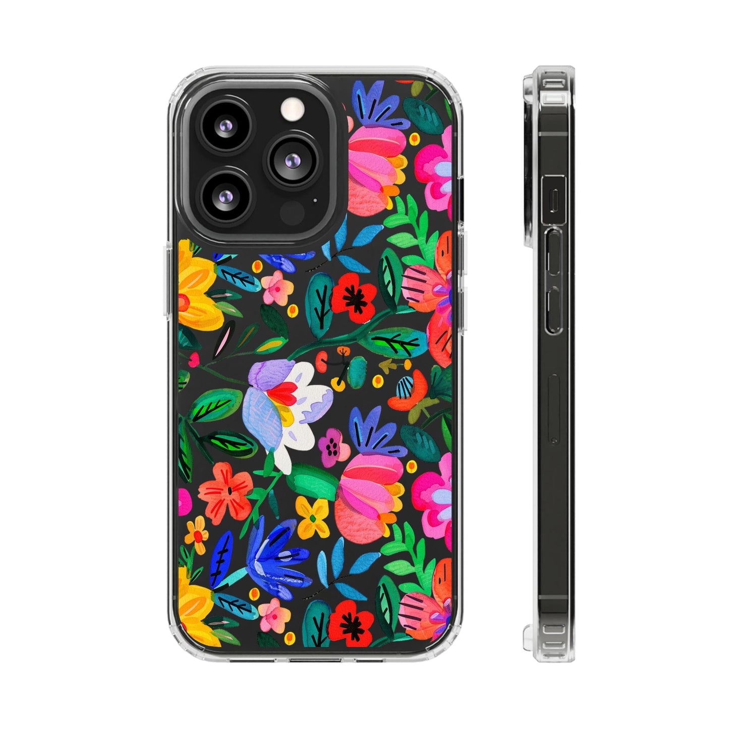 Folk Art Flowers Clear Phone Cases • Summer Floral Phone Case Designed to fit most iPhone and Samsung Phones Phone Case Printify iPhone 13 Pro Without gift packaging