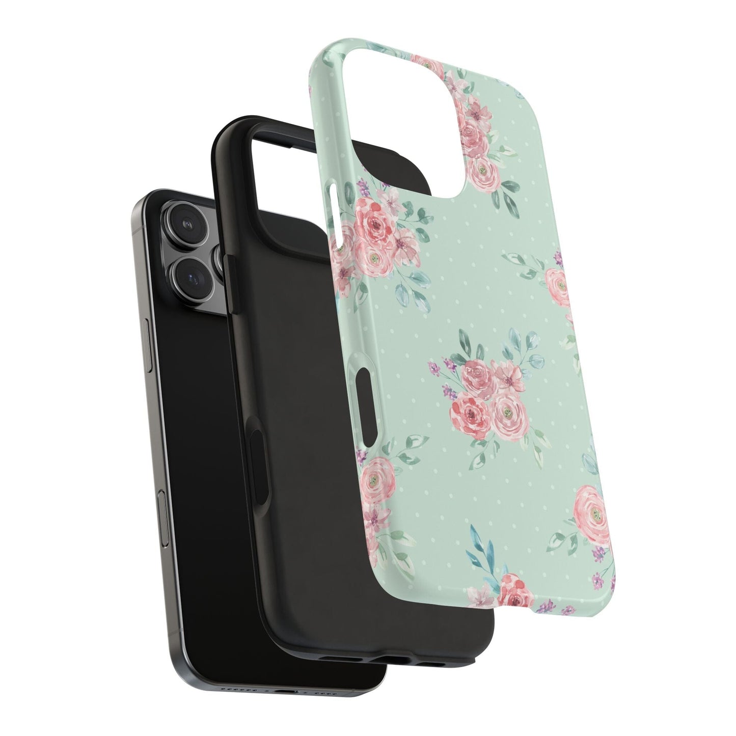 Green Floral Phone Case, Summer Flower Phonecases, Coquette Aesthetic iPhone Case for 15 14 13 12 Cell Phone Covers Phone Case Printify