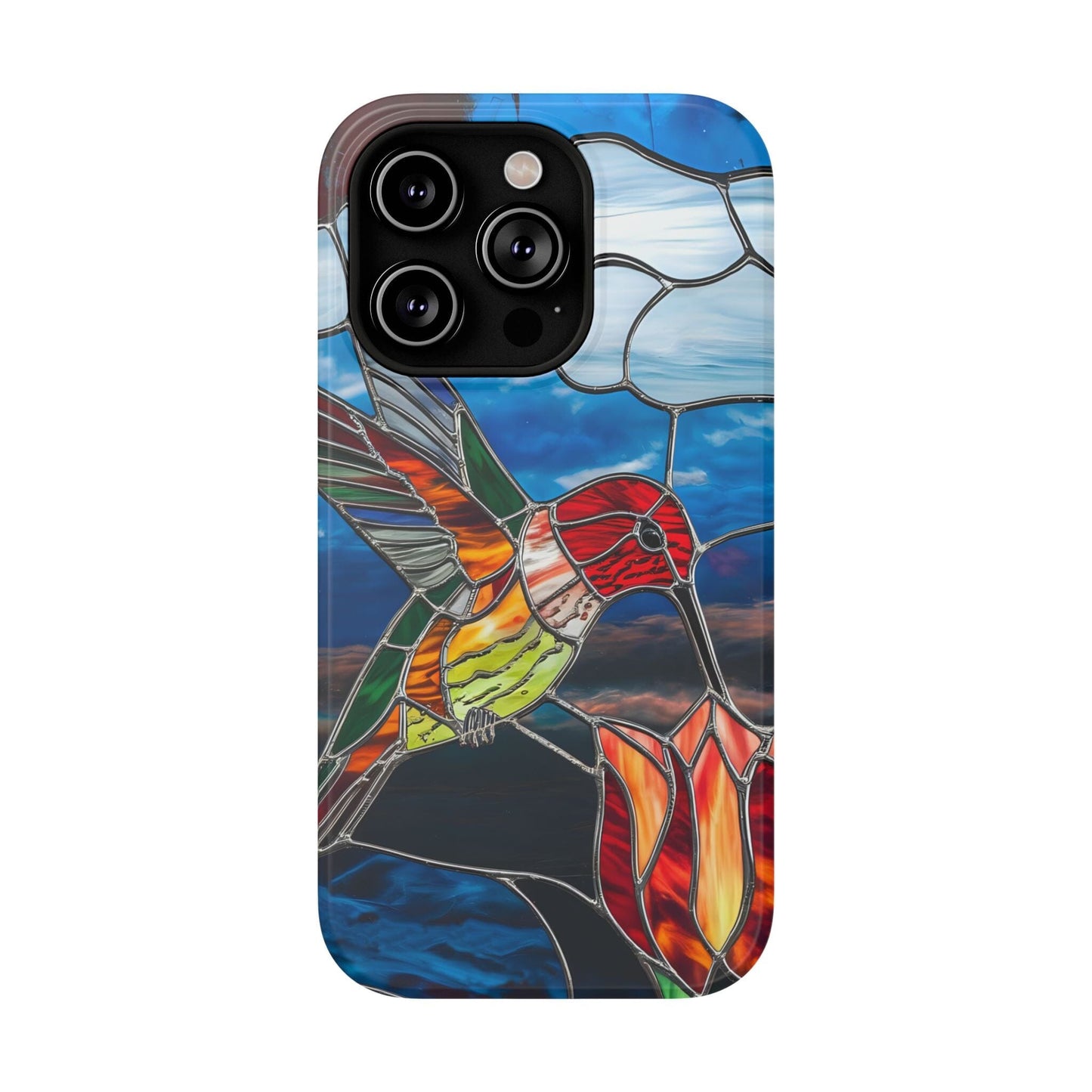 Stained Glass Humming Bird Phone Case, Tough Phonecase designed to fit iPhone and Galaxy Bird Lover Gifts Phone Case Printify iPhone 14 Pro Matte Without gift packaging