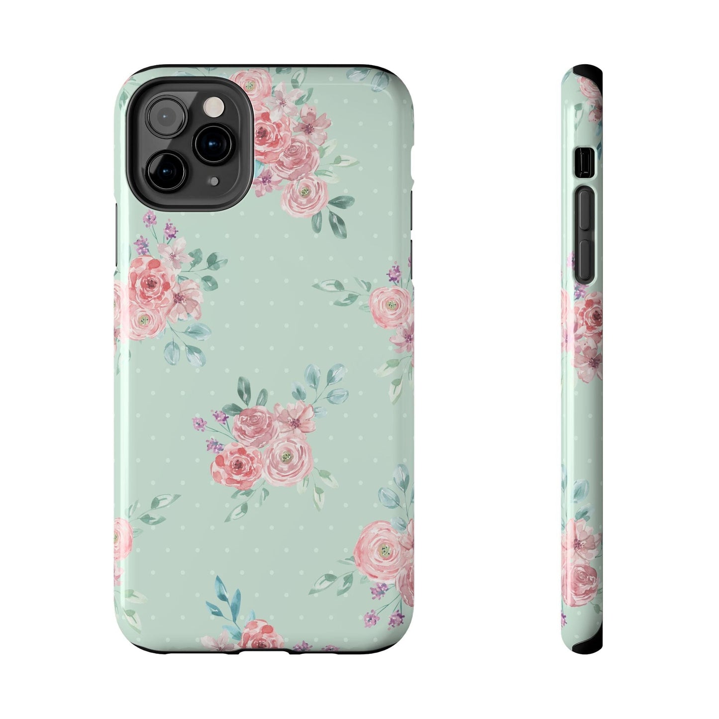 Green Floral Phone Case, Summer Flower Phonecases, Coquette Aesthetic iPhone Case for 15 14 13 12 Cell Phone Covers Phone Case Printify iPhone 11 Pro Max