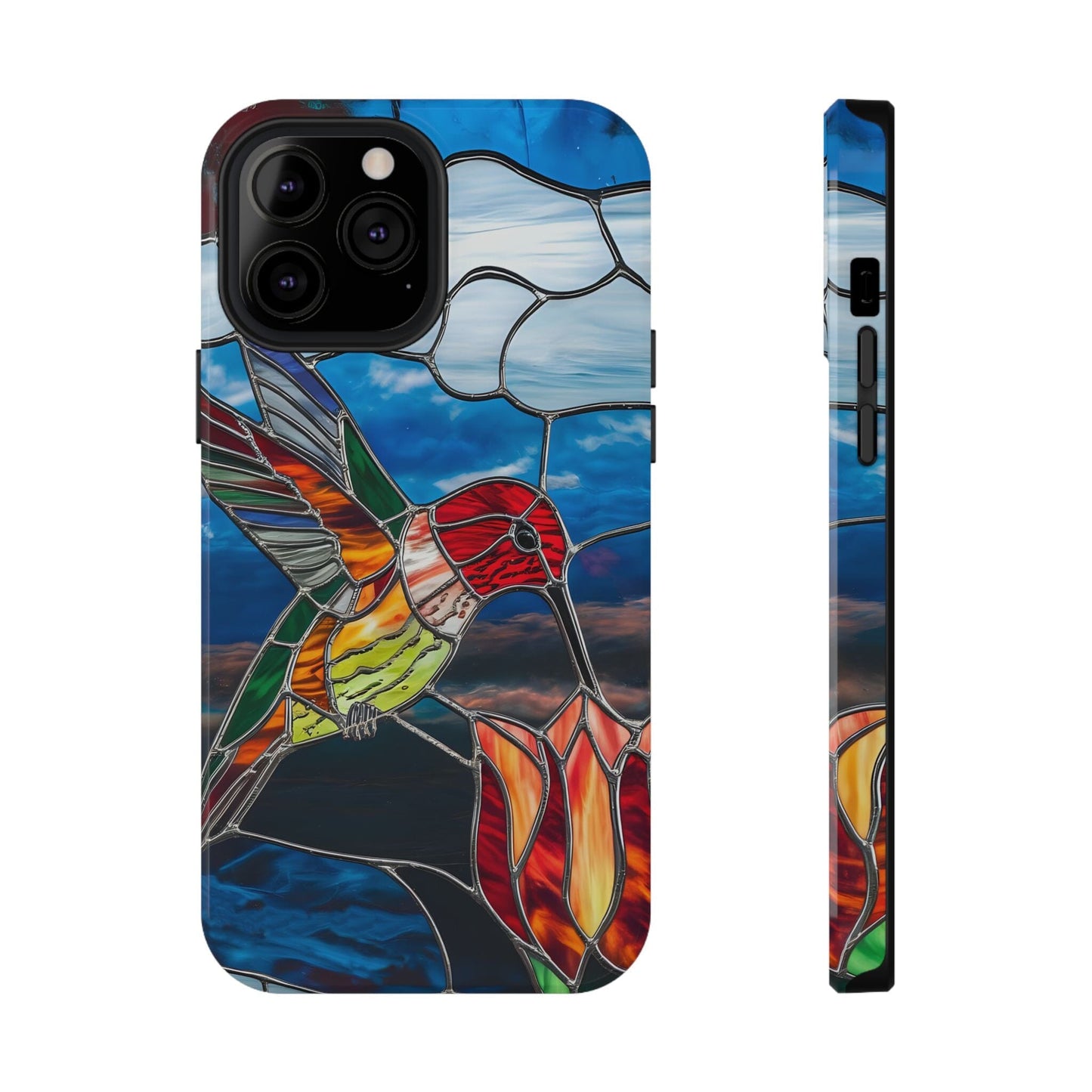 Stained Glass Humming Bird Phone Case, Tough Phonecase designed to fit iPhone and Galaxy Bird Lover Gifts Phone Case Printify iPhone 13 Pro Max Glossy Without gift packaging
