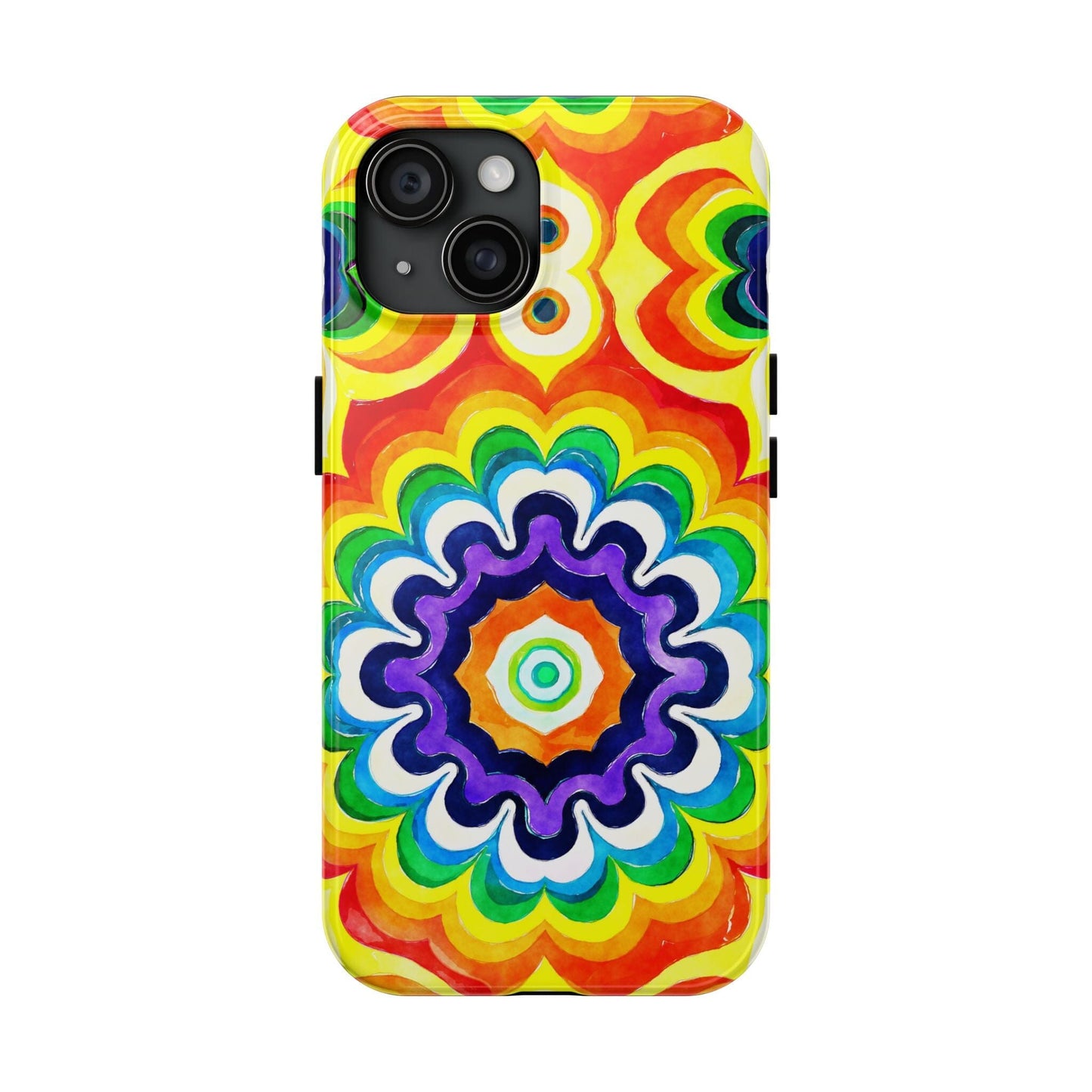 Vibrant Mandala Phone Case • Designed to Fit Most iPhone and Samsung Models Phone Case Printify iPhone 15