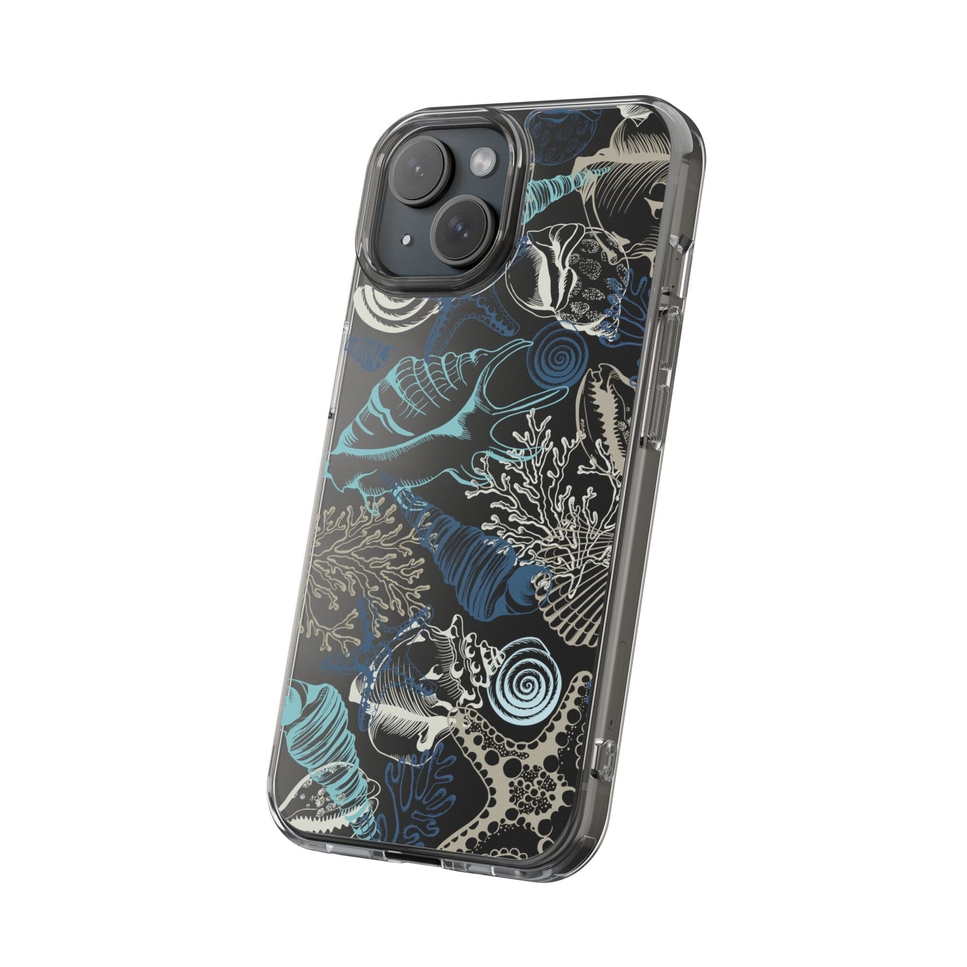 Clear iPhone Case • Blue Seashells Phone Case - Fits Most iPhone and Samsung Phones Phone Case Printify