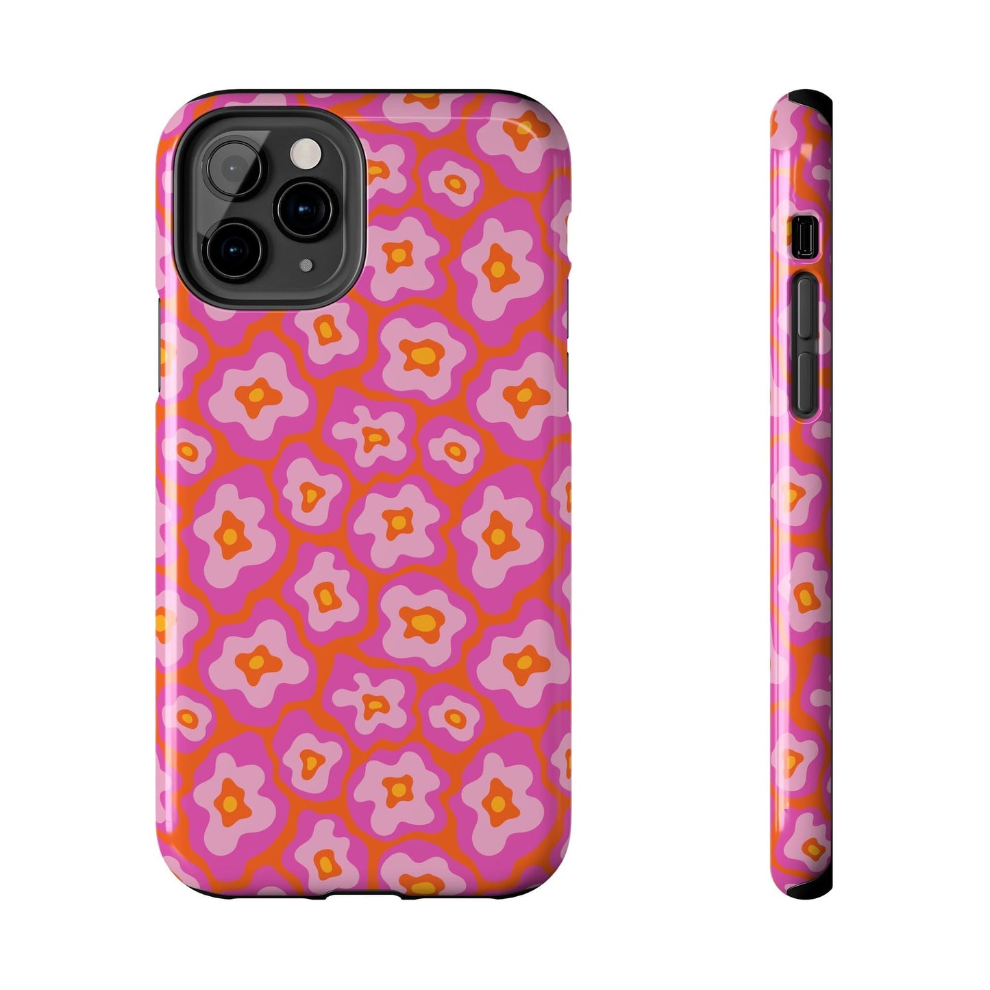 Abstract Pink Floral Phone Case • Tough Phone Case Designed to fit most iPhone and Samsung Phones Phone Case Printify iPhone 11 Pro