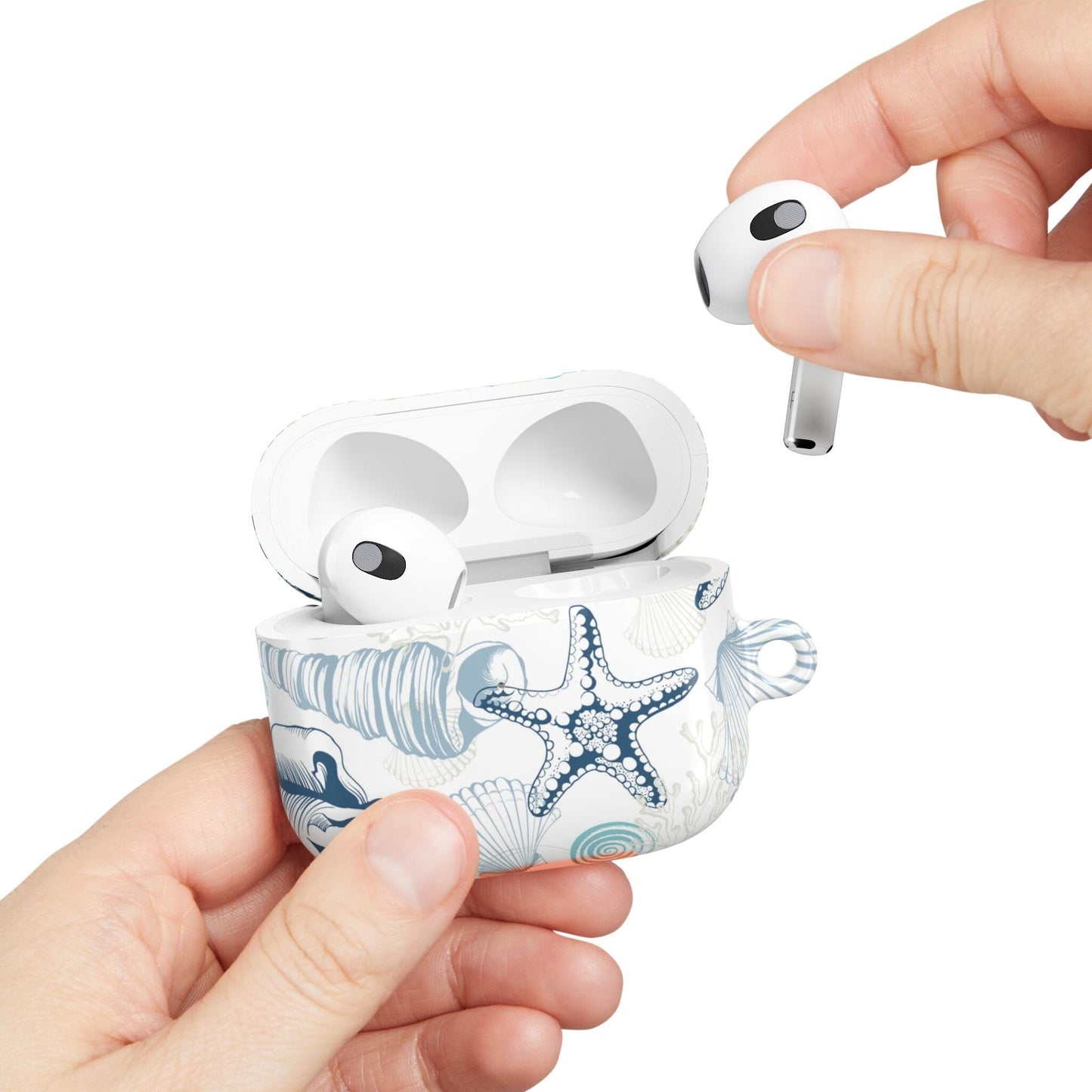 Blue Seashells AirPods Case, Ocean-Inspired Case for Earbuds • Cute Phone Accessories Accessories Printify