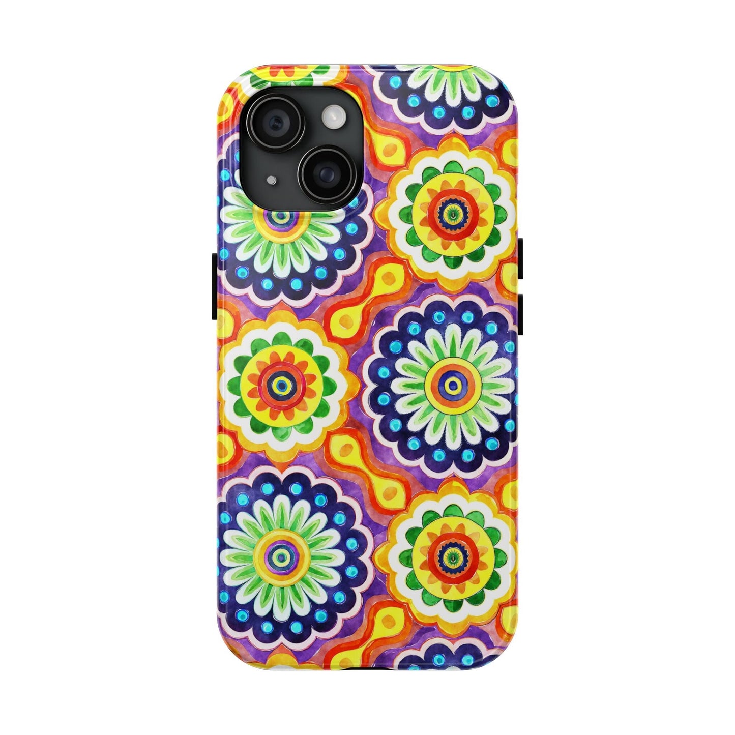 Rainbow Mandala Phone Case • Designed to Fit Most iPhone and Samsung Models Phone Case Printify iPhone 15