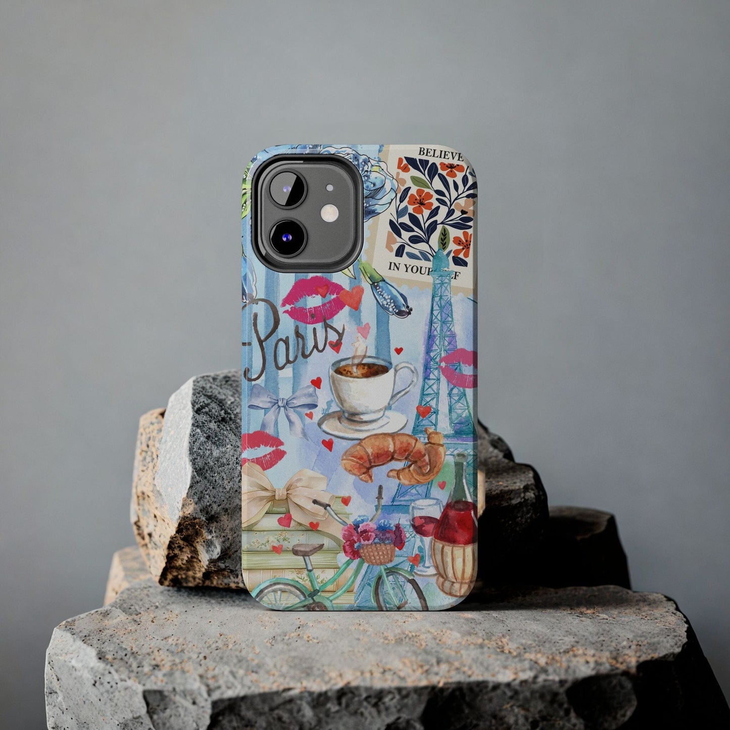 Coquette In Paris, Collage Phone Case, Floral Bookish Aesthetic, Preppy Stuff ~ Cell Phone Case for iPhone 12, iPhone 13, iPhone 14 & 15 Phone Case Printify