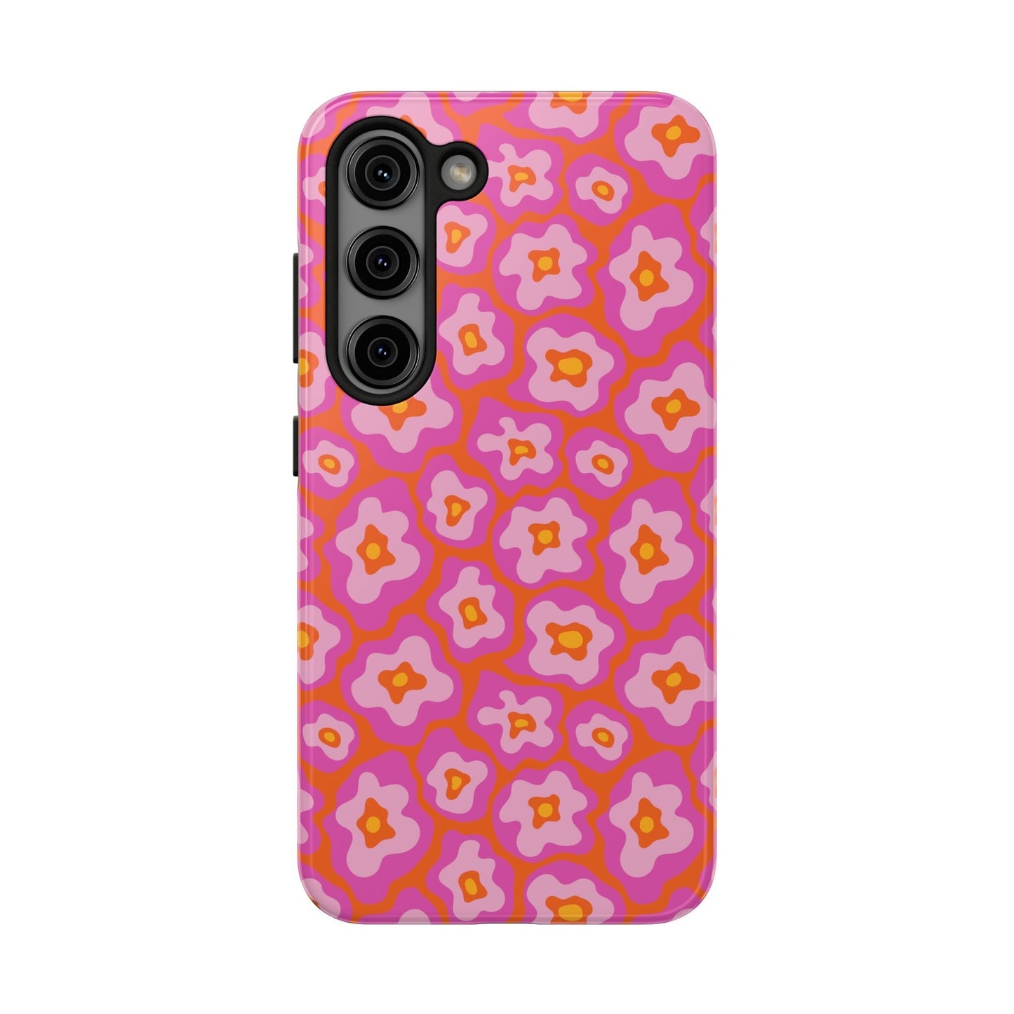 Abstract Pink Floral Phone Case • Tough Phone Case Designed to fit most iPhone and Samsung Phones Phone Case Printify Samsung Galaxy S23