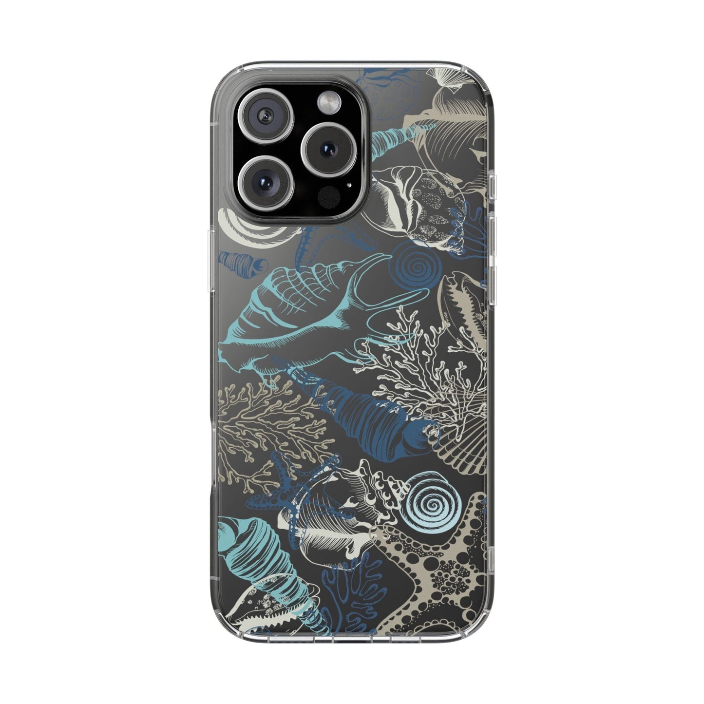 Clear iPhone Case • Blue Seashells Phone Case - Fits Most iPhone and Samsung Phones Phone Case Printify iPhone 16 Pro Max Without gift packaging