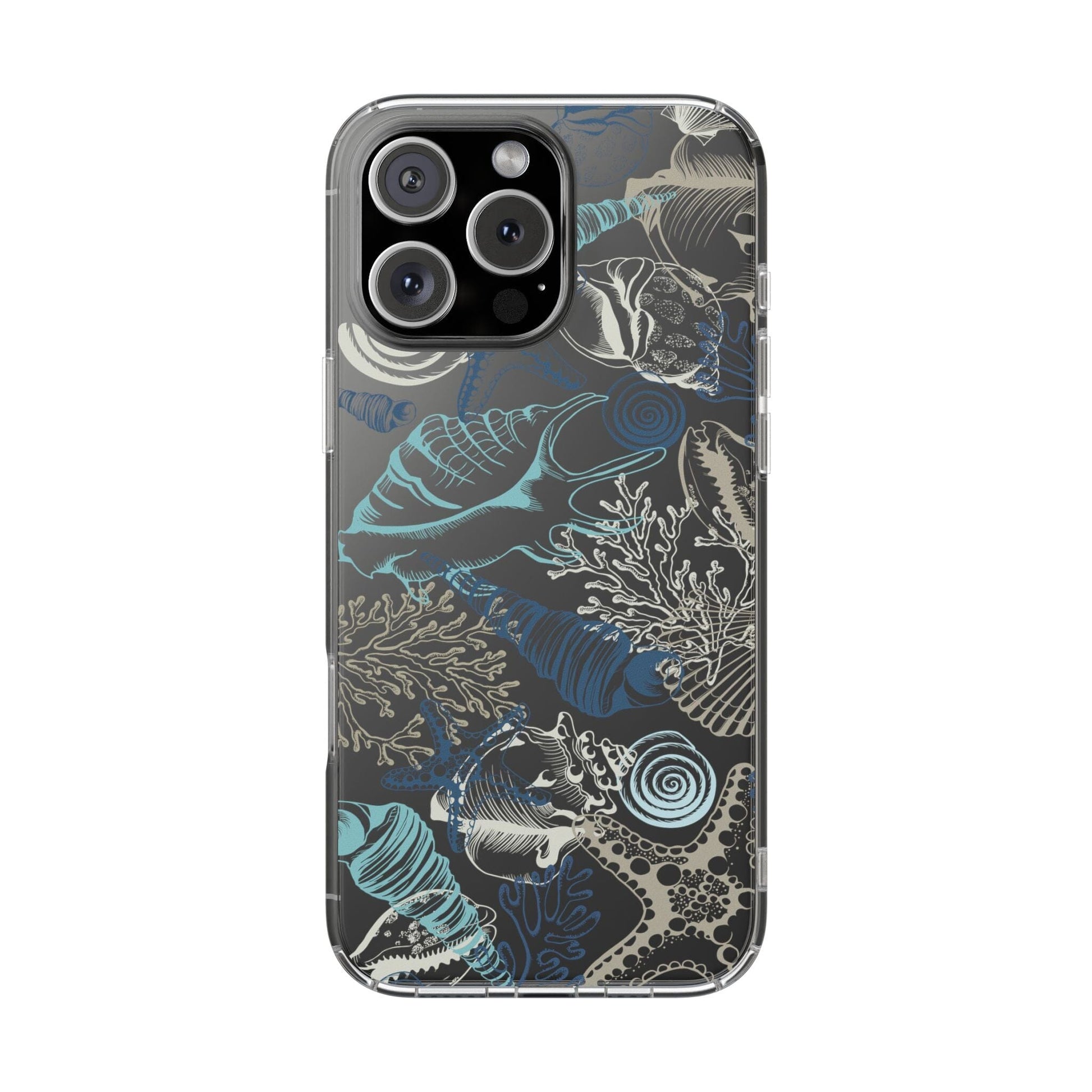 Clear iPhone Case • Blue Seashells Phone Case - Fits Most iPhone and Samsung Phones Phone Case Printify iPhone 16 Pro Max Without gift packaging