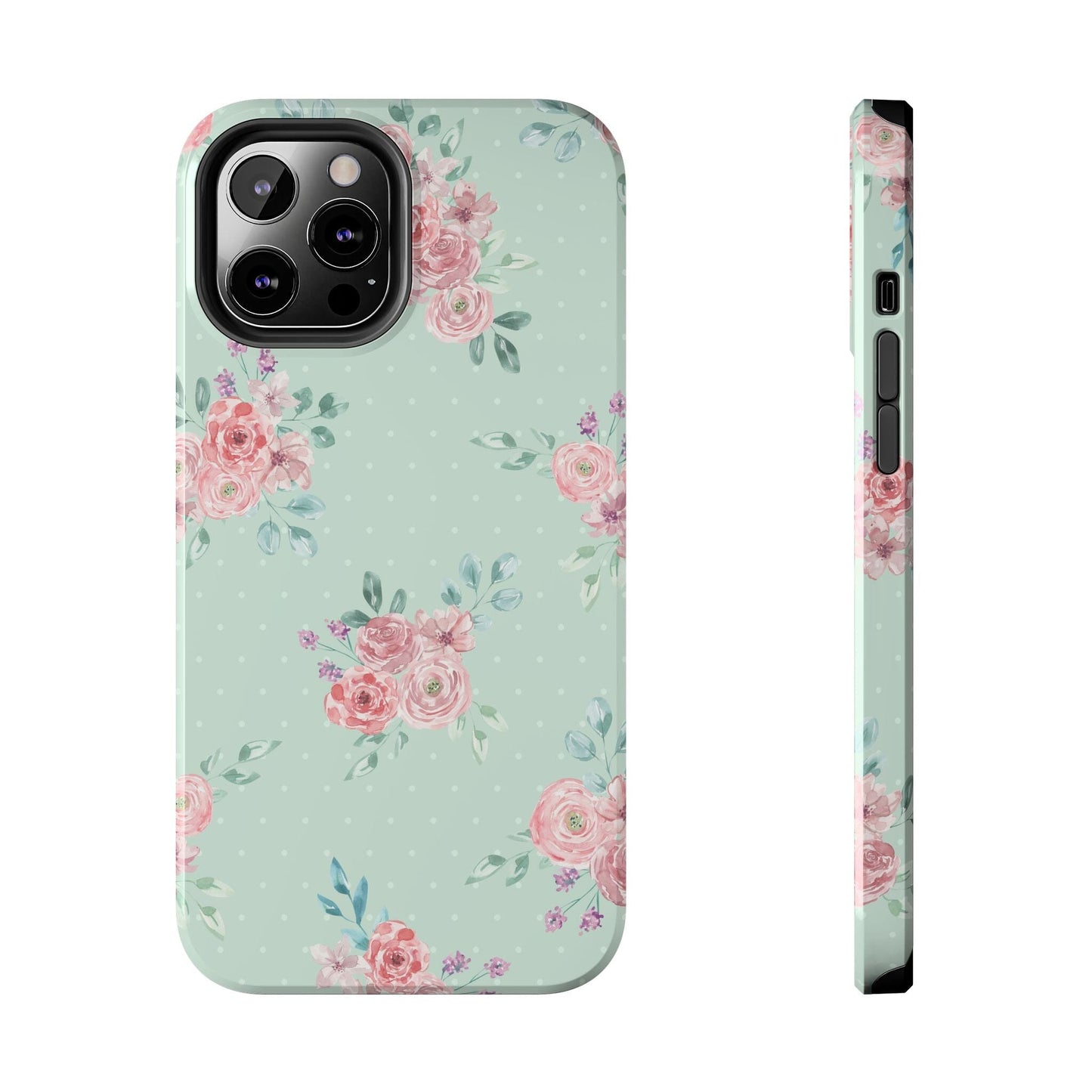 Green Floral Phone Case, Summer Flower Phonecases, Coquette Aesthetic iPhone Case for 15 14 13 12 Cell Phone Covers Phone Case Printify iPhone 12 Pro Max