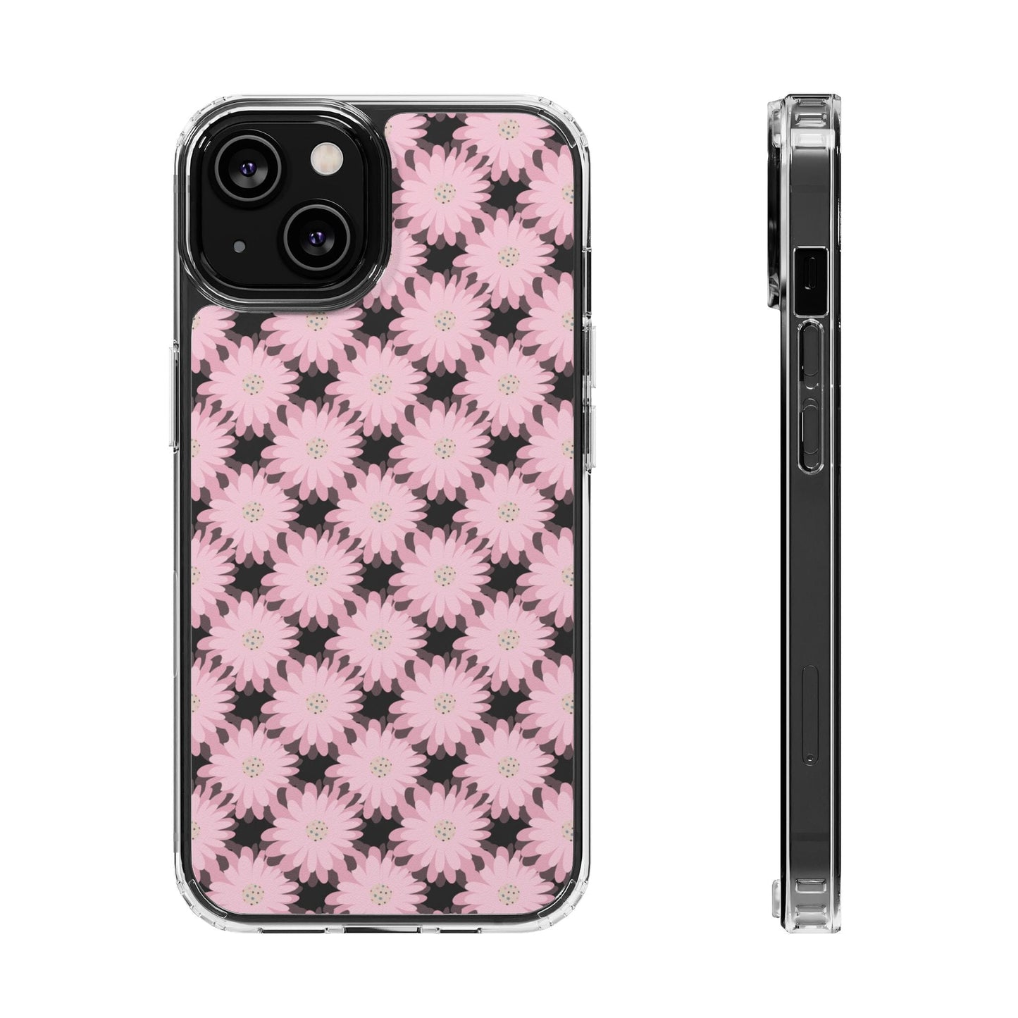 Retro Daisies Clear Floral Phone Case • Designed to fit most iPhone and Samsung Phones Phone Case Printify iPhone 14