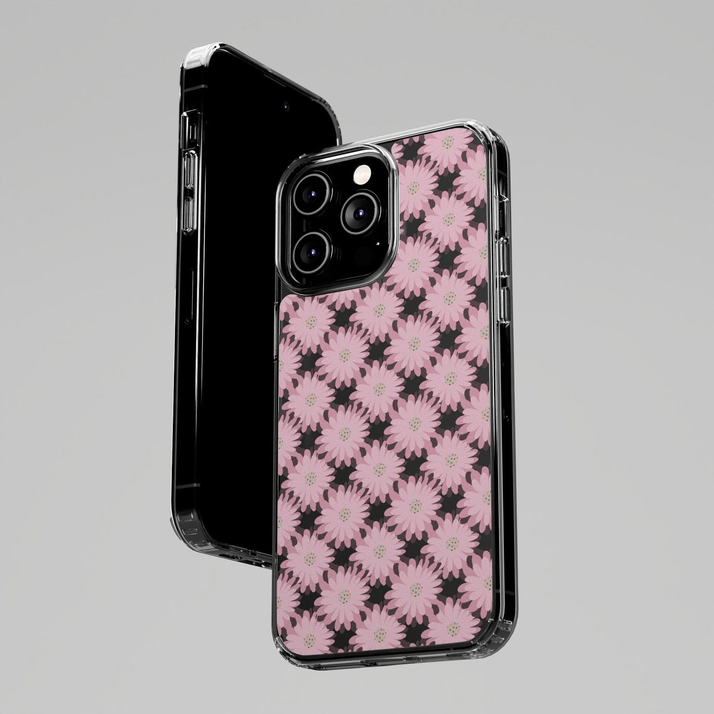 Retro Daisies Clear Floral Phone Case • Designed to fit most iPhone and Samsung Phones Phone Case Printify