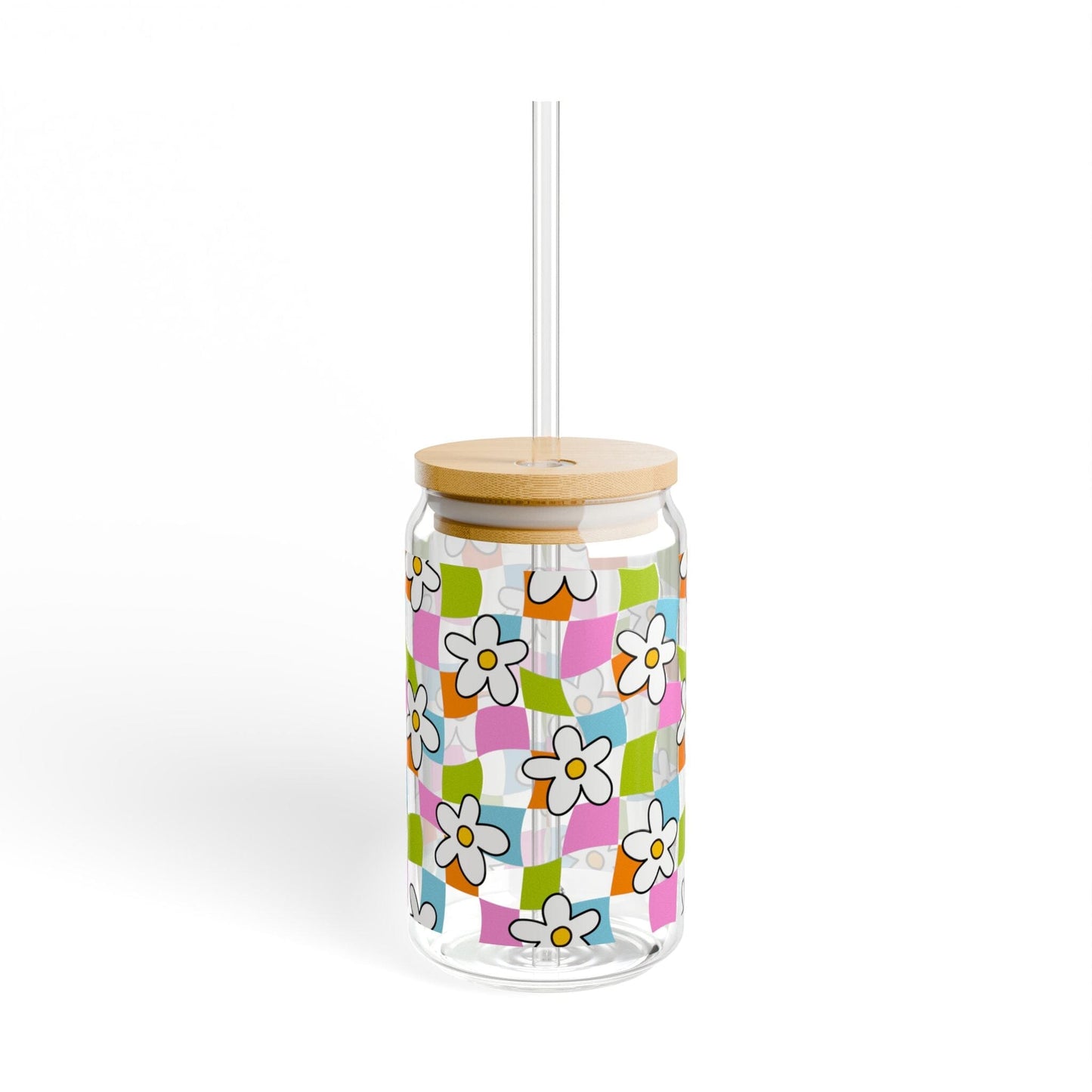 Wavy Daisy Sipper Cup • Coconut Girl Summer Iced Coffee Cup Mug Printify