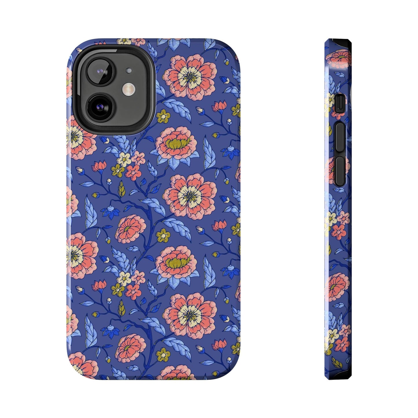 Floral iPhone 16 Case, Preppy Chinoiserie Pattern • Tough Phone Case Designed to Fit Most iPhone and Samsung Models Phone Case Printify iPhone 12 Mini
