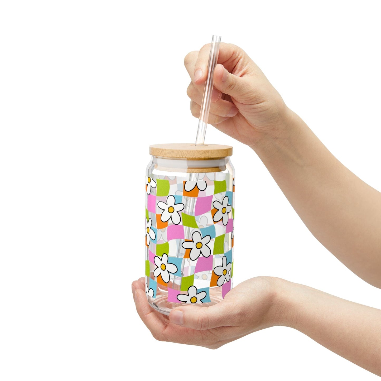 Wavy Daisy Sipper Cup • Coconut Girl Summer Iced Coffee Cup Mug Printify