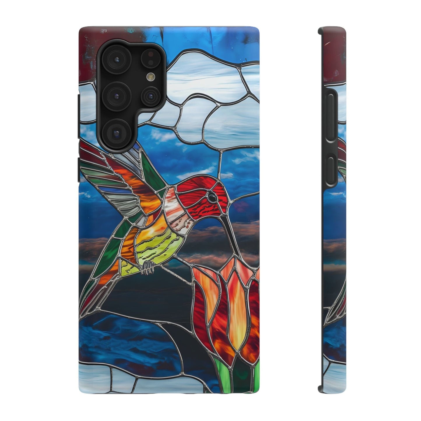 Stained Glass Humming Bird Phone Case, Tough Phonecase designed to fit iPhone and Galaxy Bird Lover Gifts Phone Case Printify Samsung Galaxy S22 Ultra Matte Without gift packaging