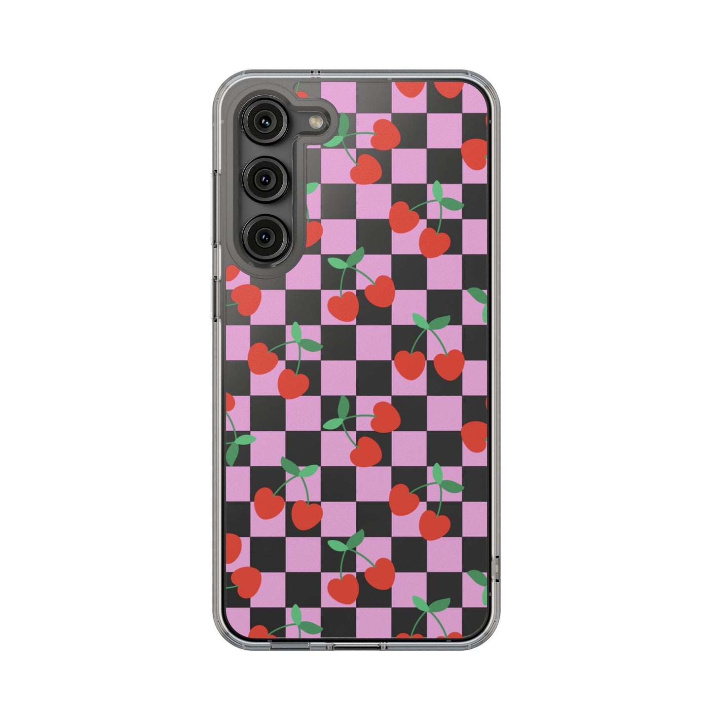 iPhone 16 Clear Case, Pink Checkered Cherry Phone Case • y2K Aesthetic Phone Cases Designed to fit most iPhone and Samsung Models Phone Case Printify Samsung Galaxy S23 Plus Without gift packaging