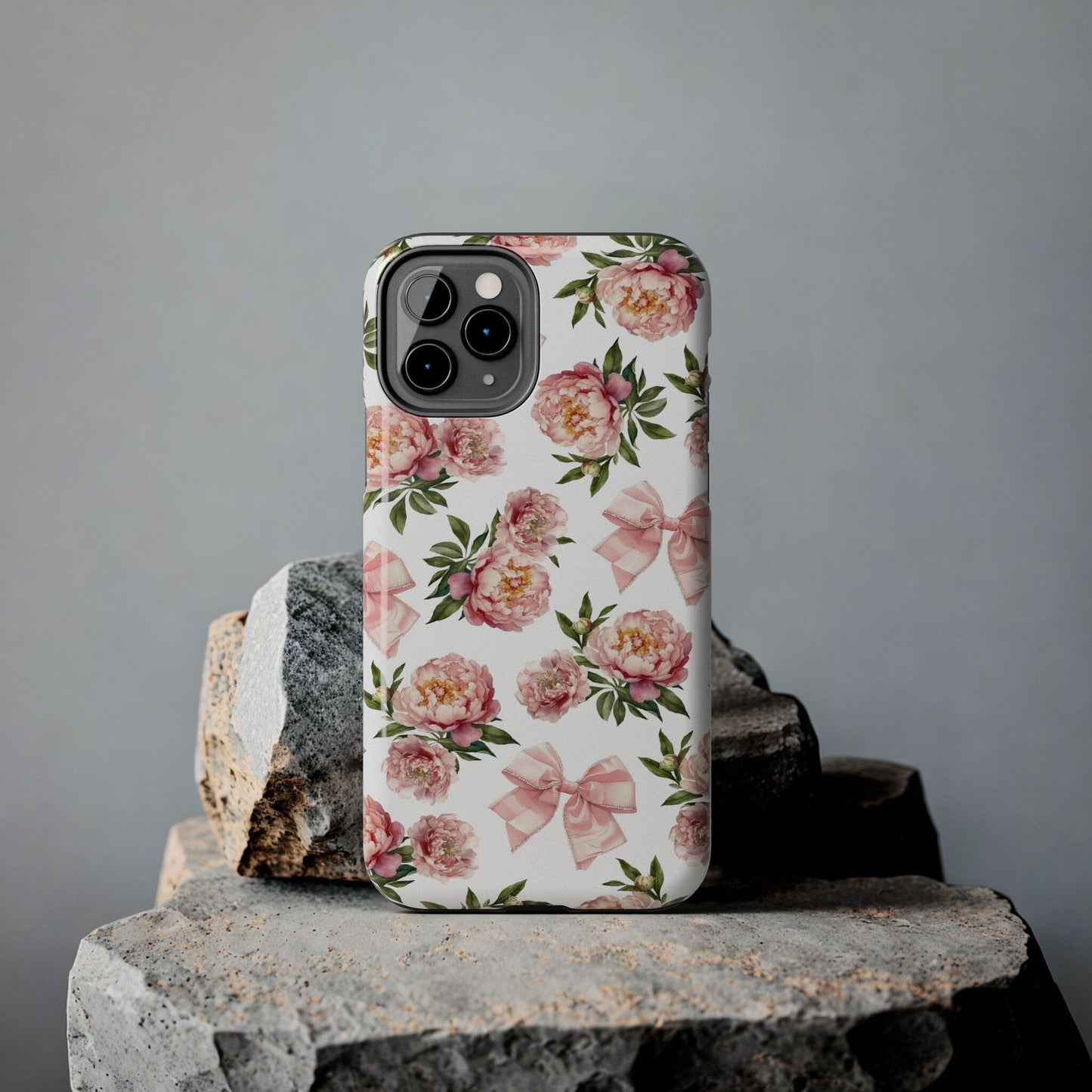 Coquette iPhone 15 Phone Case, Pink Floral Phone Case, Summer Flowers Phonecase, Peonies and Bows iPhone 12, iPhone 14, Samsung Galaxy S23 Phone Case Printify