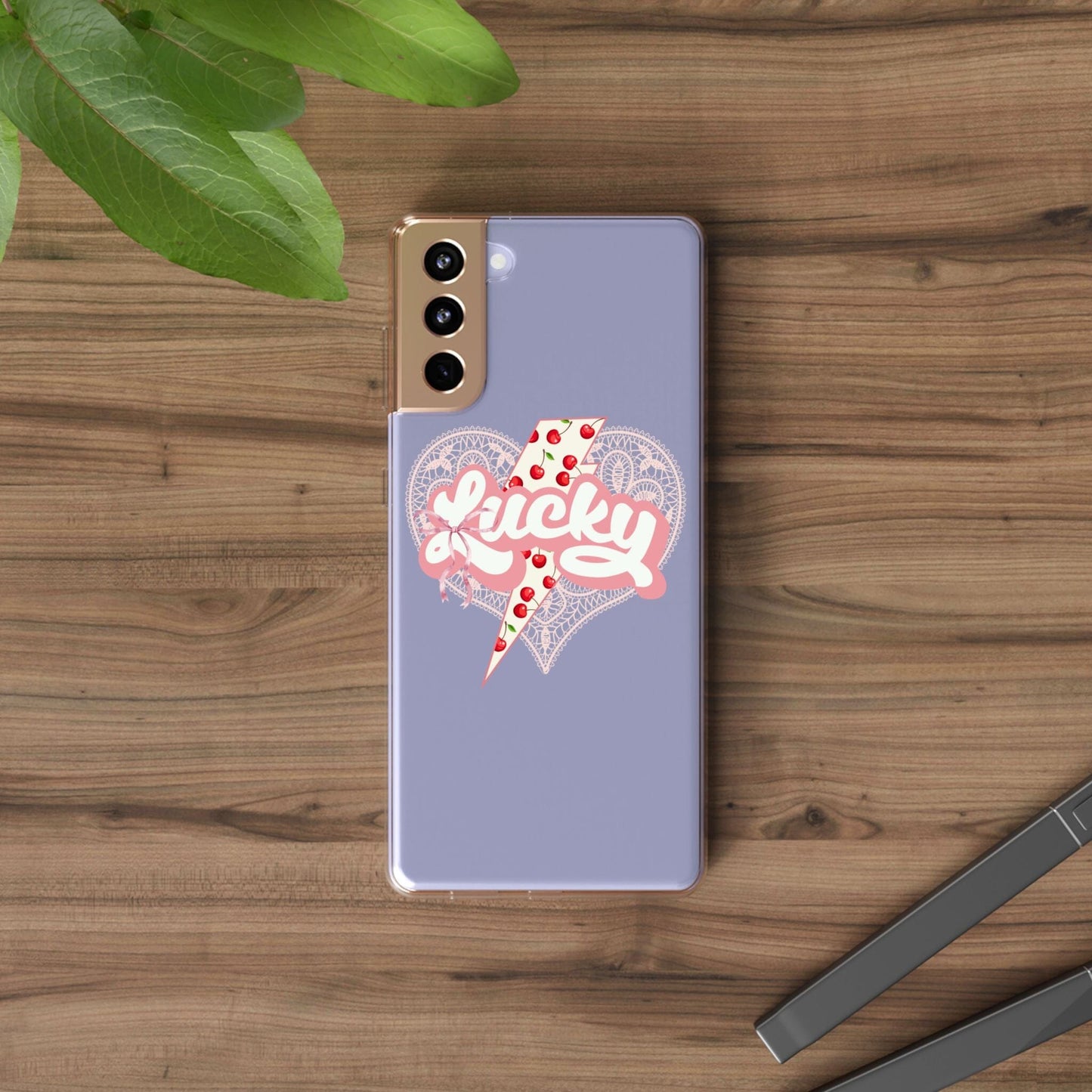 Lucky Girl Coquette Phone Case, Fits iPhone and Samsung Phones, Clear Case Phone Case Printify