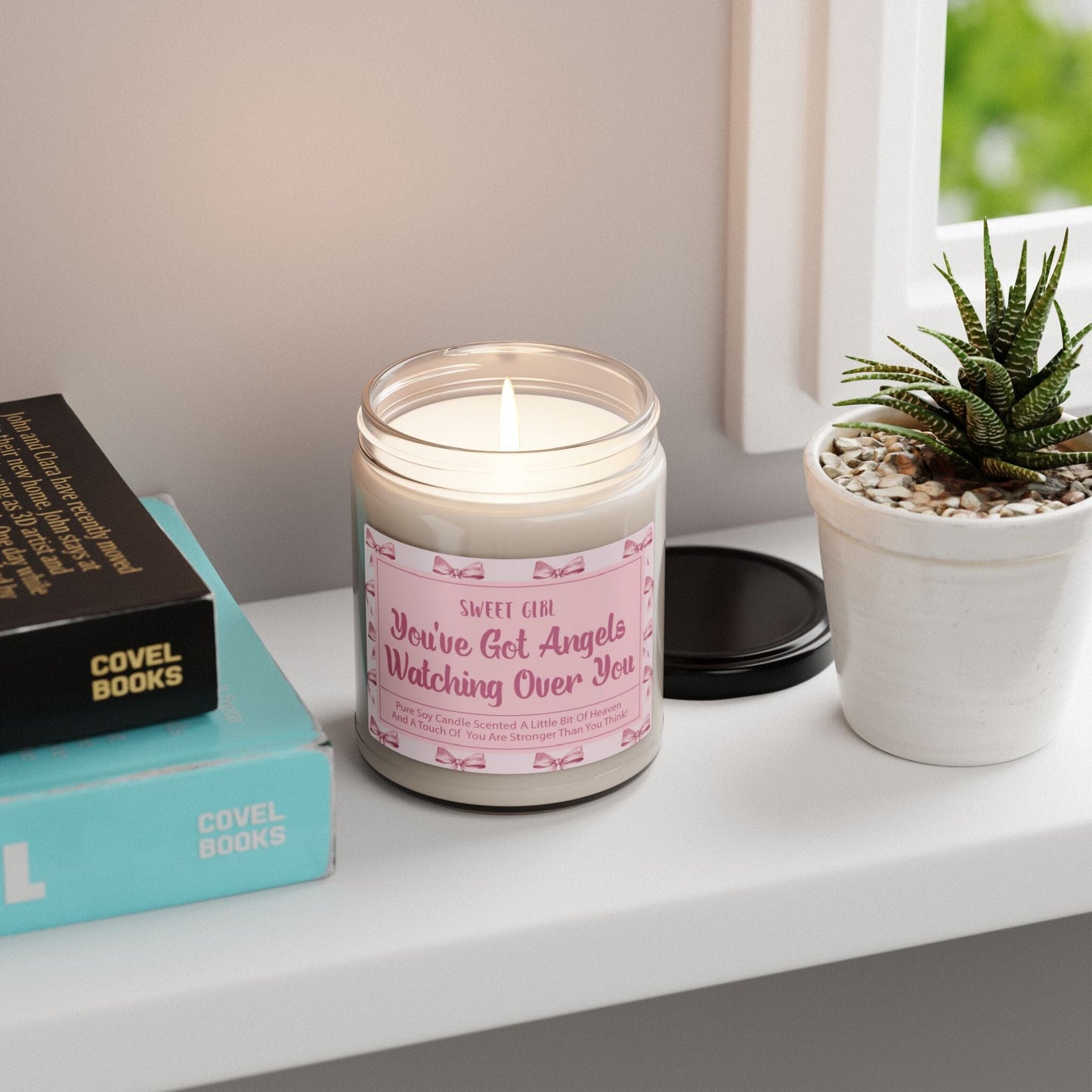 Coquette Inspirational Quotes Candle ~ Positivity Sayings Pink Bow Candles, Teenage Girl Gifts Home Decor Printify