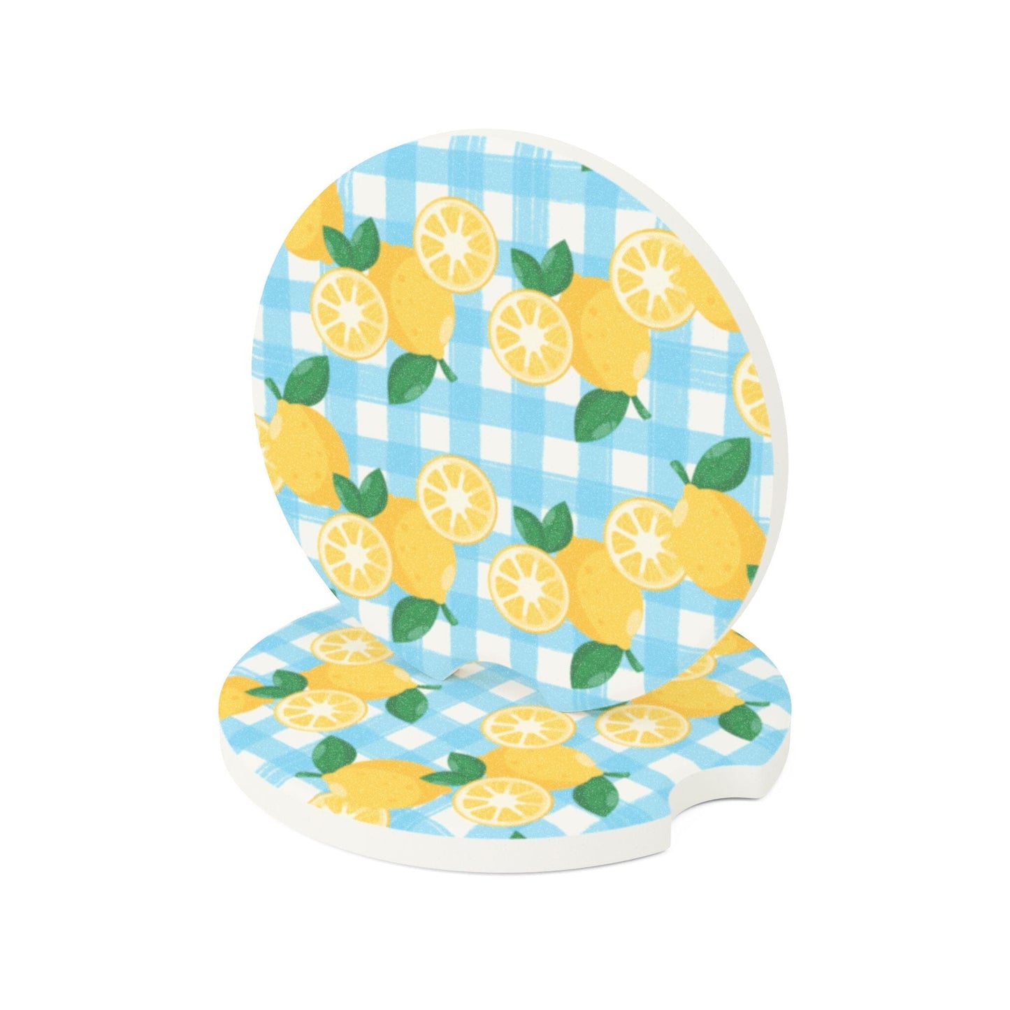 Summer Lemons Car Coaster, Fruit Drink Cup Coasters for Car • Cute Car Accessories Home Decor Printify 2.6'' × 2.6" 2pcs