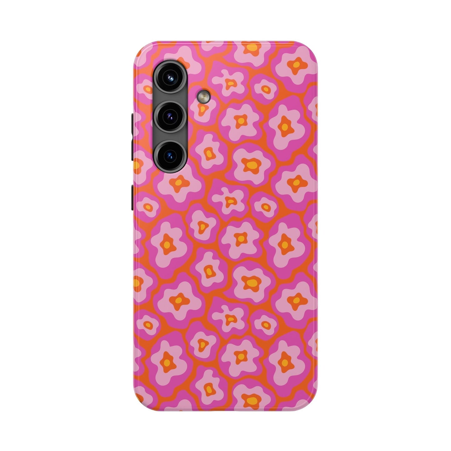 Abstract Pink Floral Phone Case • Tough Phone Case Designed to fit most iPhone and Samsung Phones Phone Case Printify Samsung Galaxy S24