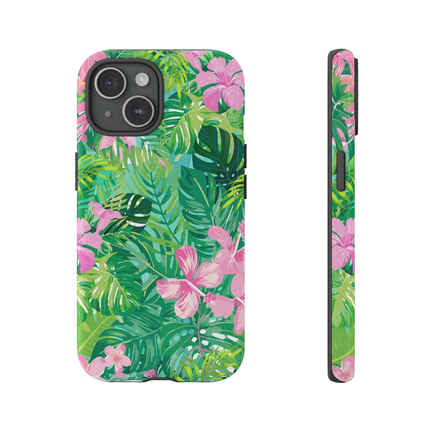 Tropical Pink Phone Case • Designed to Fit Most iPhone, Samsung and Google Models Phone Case Printify iPhone 15 Glossy