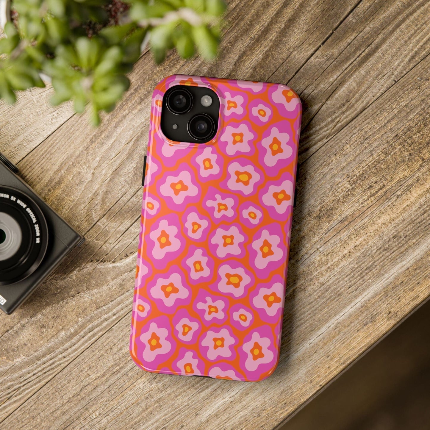 Abstract Pink Floral Phone Case • Tough Phone Case Designed to fit most iPhone and Samsung Phones Phone Case Printify