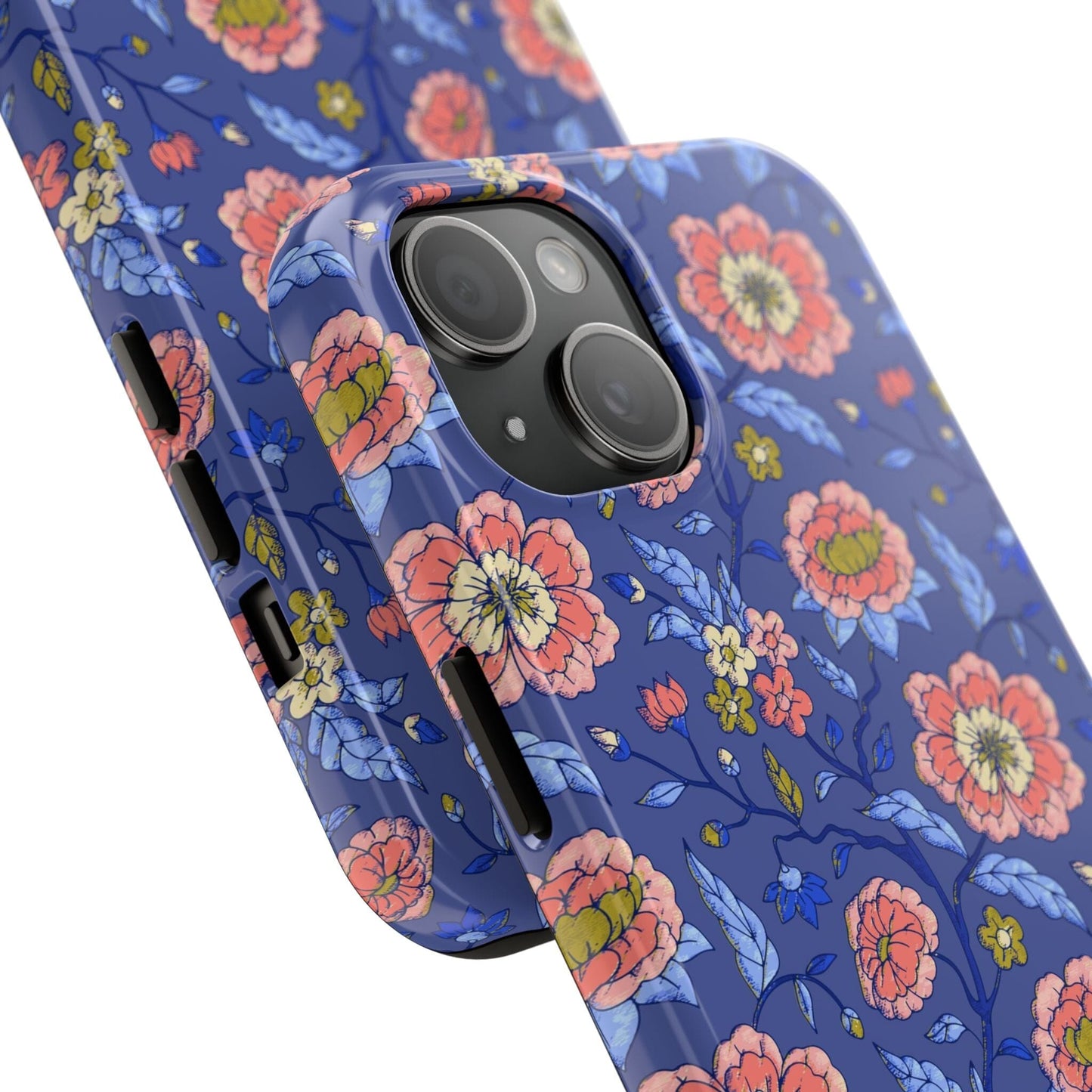 Floral iPhone 16 Case, Preppy Chinoiserie Pattern • Tough Phone Case Designed to Fit Most iPhone and Samsung Models Phone Case Printify iPhone 15