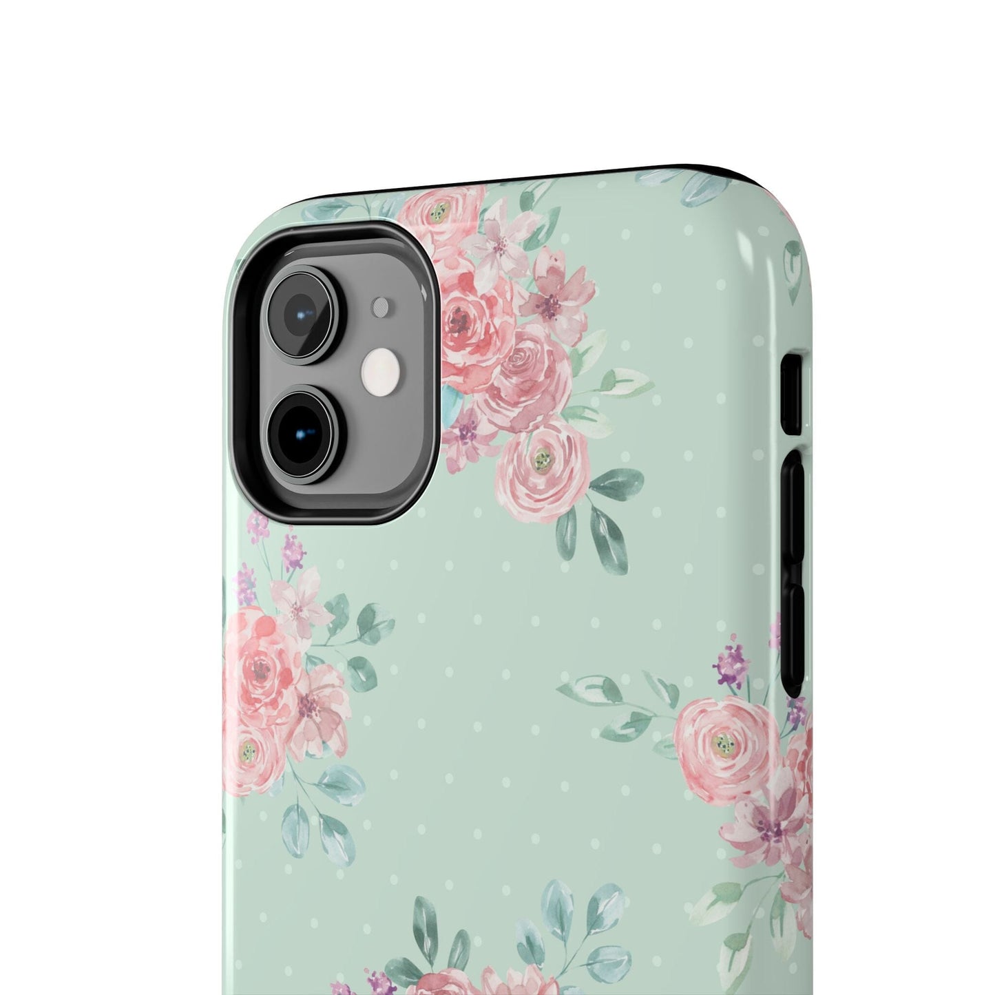Green Floral Phone Case, Summer Flower Phonecases, Coquette Aesthetic iPhone Case for 15 14 13 12 Cell Phone Covers Phone Case Printify