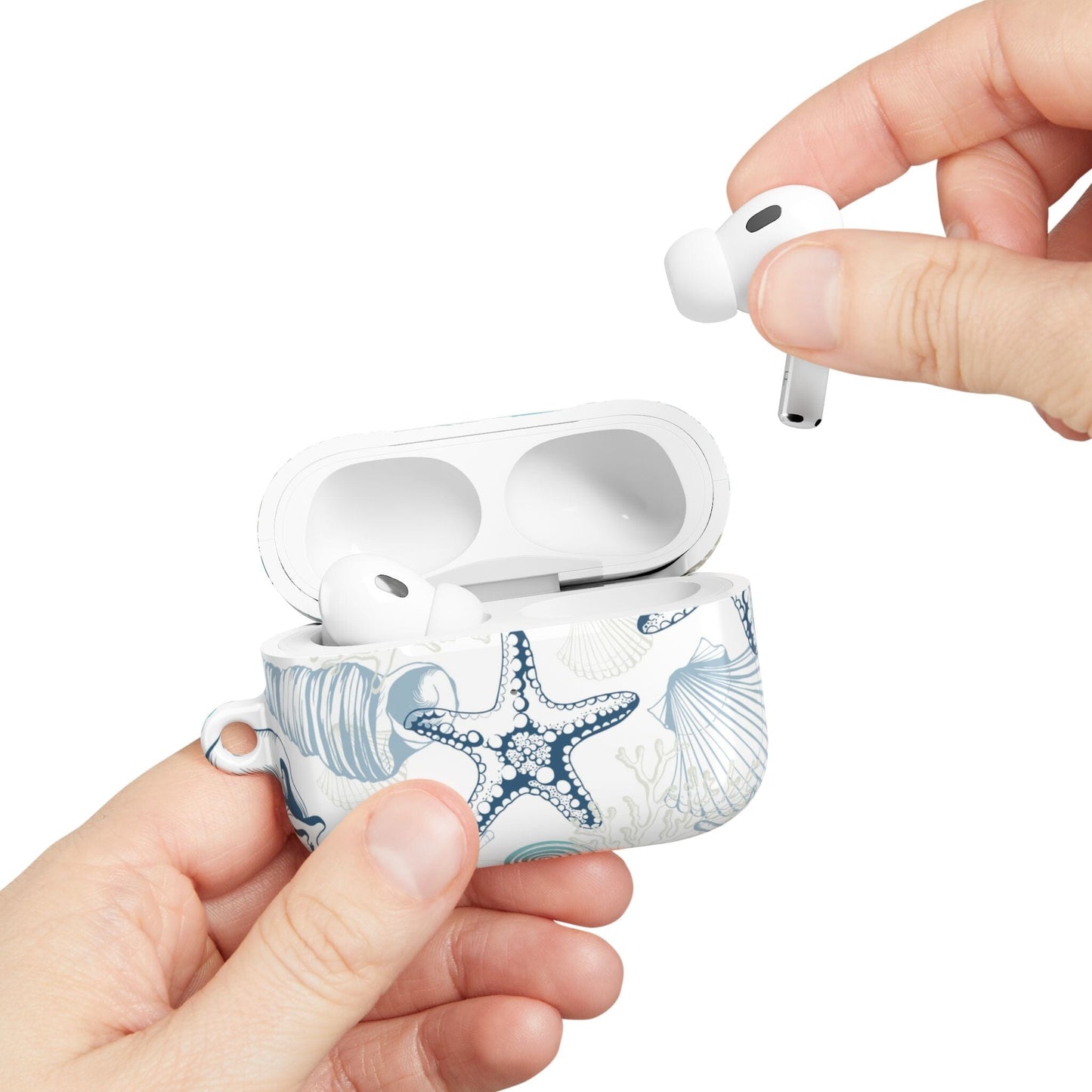 Blue Seashells AirPods Case, Ocean-Inspired Case for Earbuds • Cute Phone Accessories Accessories Printify