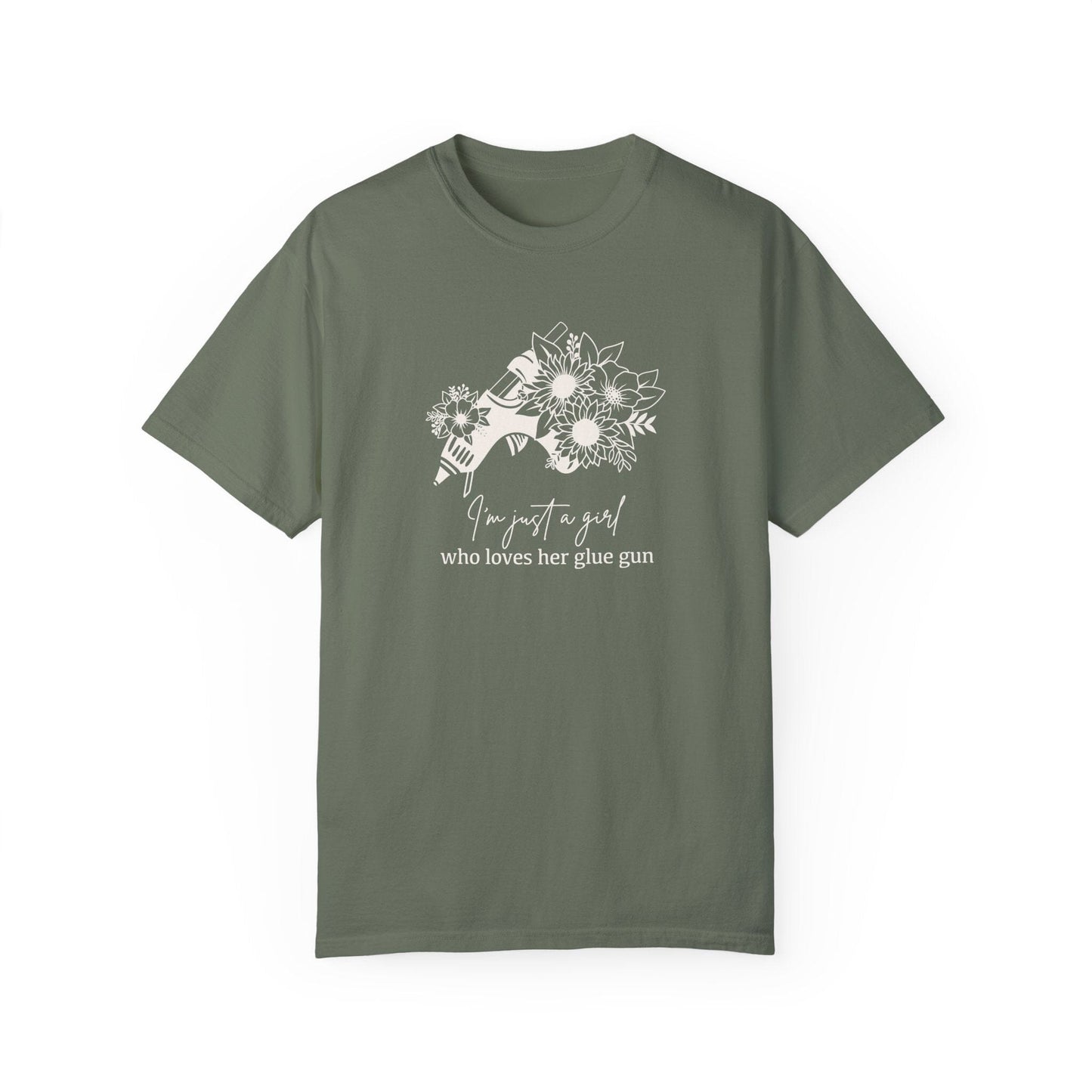 Just A Girl Who Loves Her Glue Gun • Comfort Colors T-shirt T-Shirt Printify Moss S