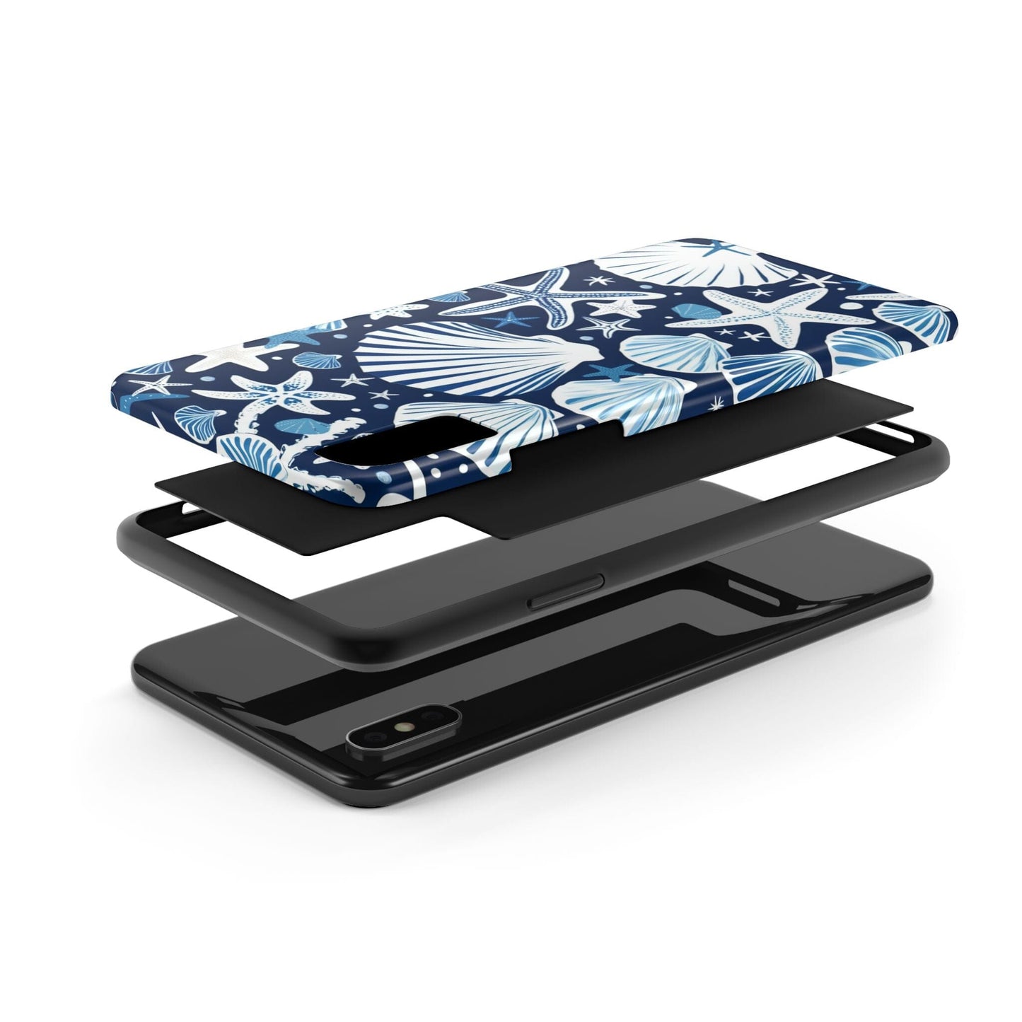 Seashell Phone Case, Blue and White Phone Case Printify