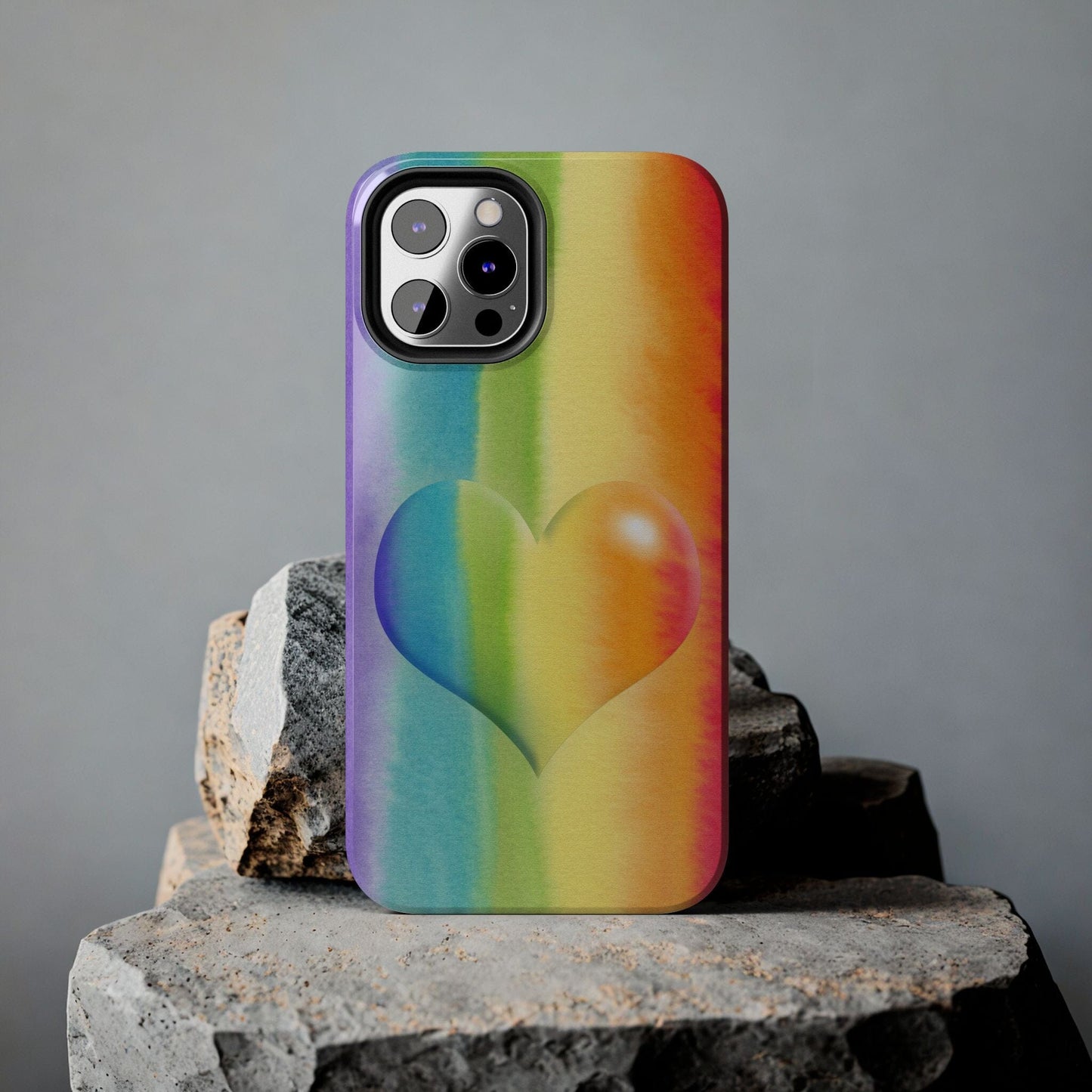 Rainbow Heart iPhone 16 Pride Case • Designed to fit most iPhone and Samsung Models Phone Case Printify iPhone 12 Pro Max