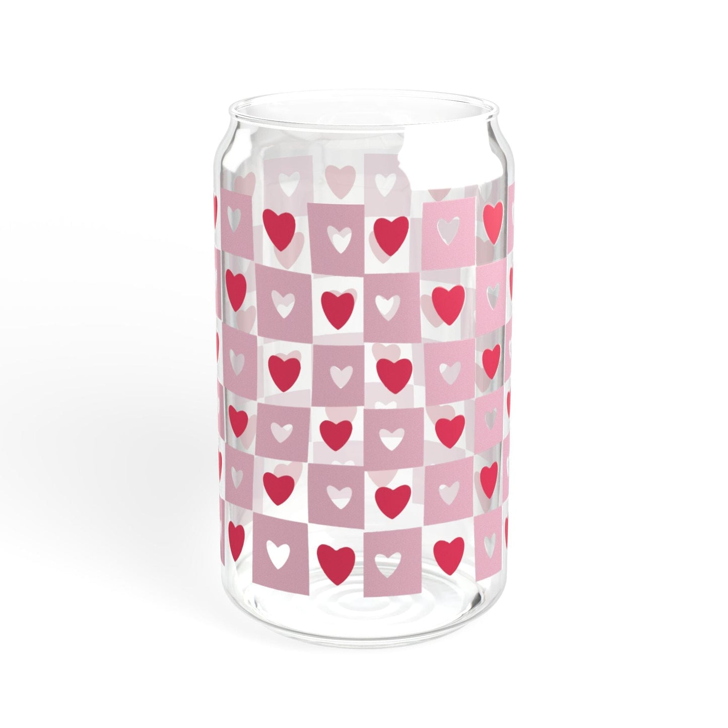 Coquette Heart Sipper Glass • XOXO Pink Iced Coffee Cup, Cute Bachelorette Drinkware Gifts Mug Printify Without lid or straw 16oz