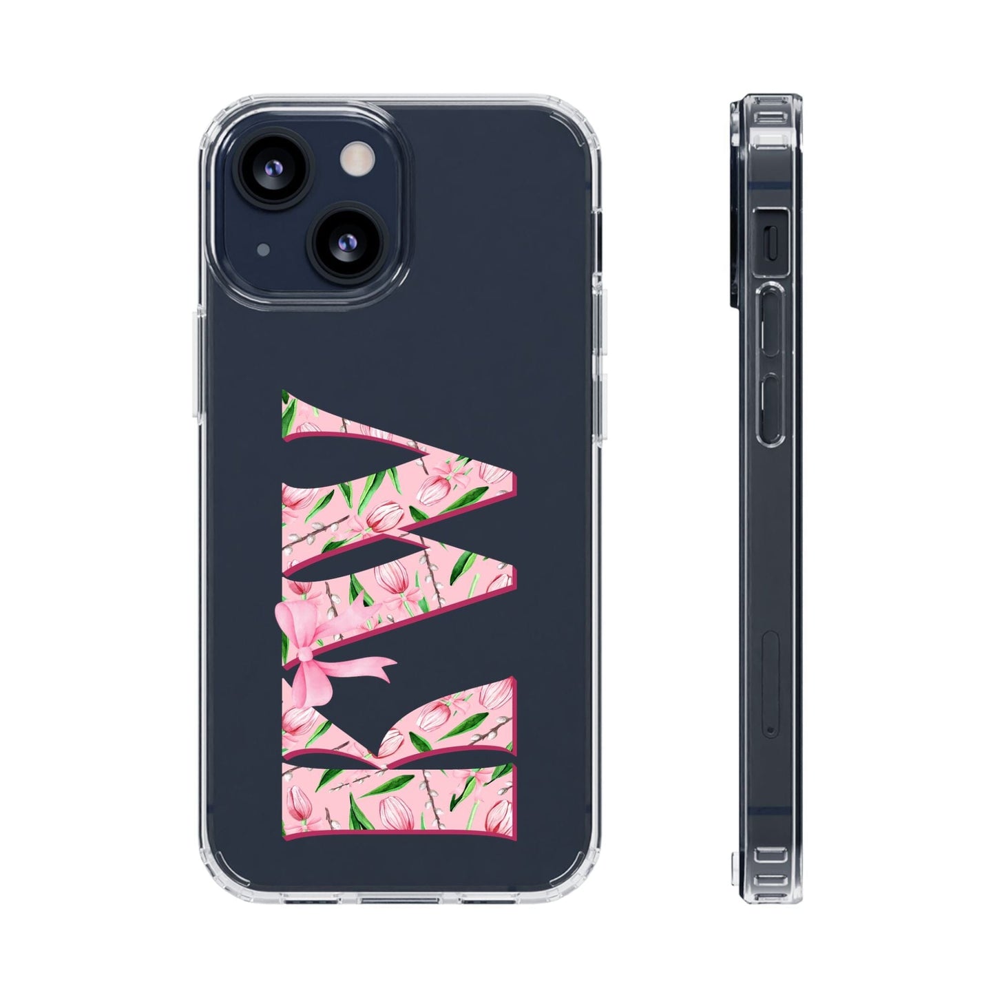 Initials iPhone 16 Pro Case, Clear Phone Cases • Designed to fit Most iPhone and Samsung Phones Phone Case Printify iPhone 13 Mini Without gift packaging