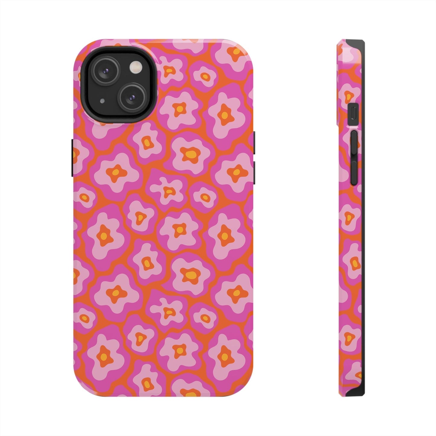 Abstract Pink Floral Phone Case • Tough Phone Case Designed to fit most iPhone and Samsung Phones Phone Case Printify iPhone 14 Plus