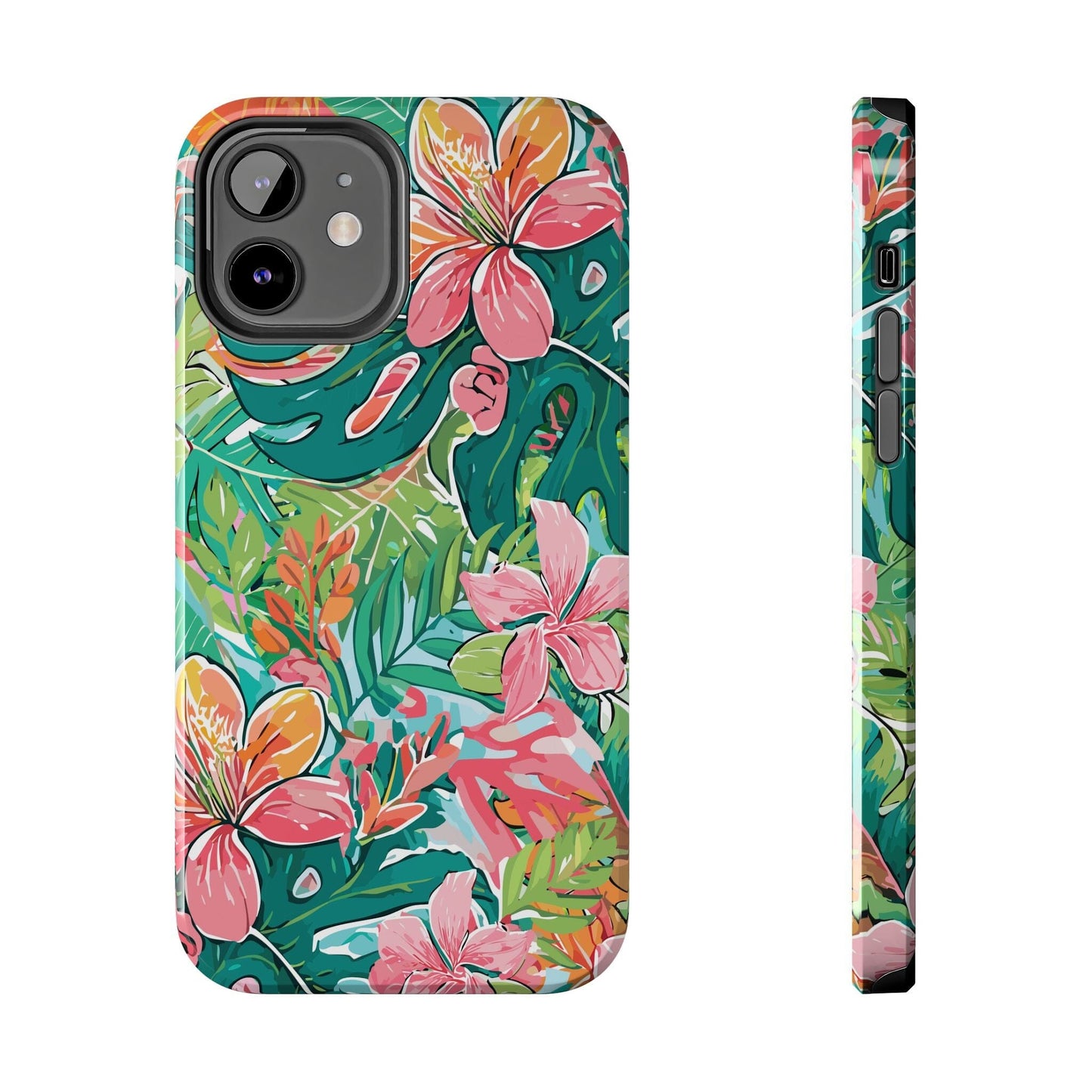 Tropical Brights Floral iPhone 16 Phone Cases • Designed to fit most iPhone and Samsung Models Phone Case Printify iPhone 12