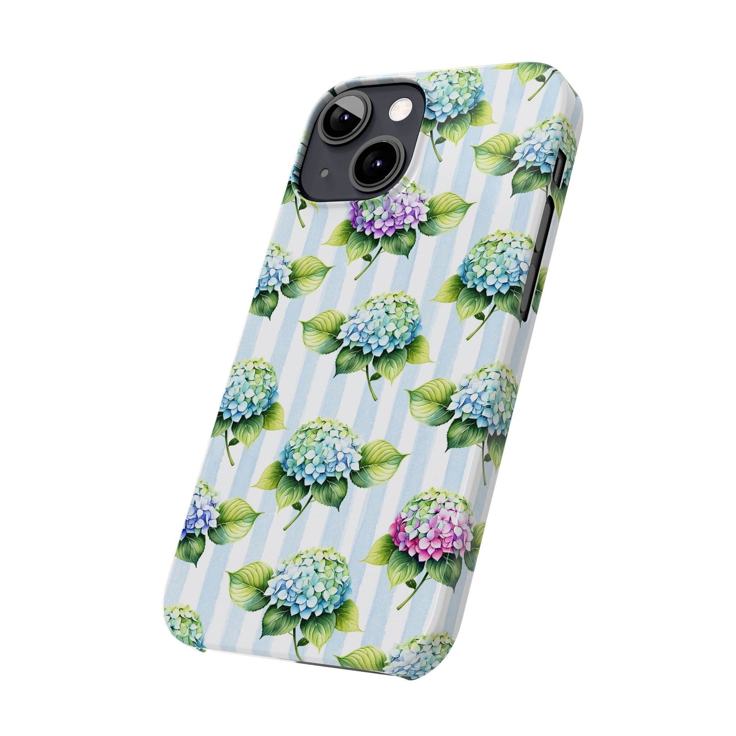 Floral Phone Case, Coastal Hydrangea Floral Phone Case, French Blue Vanilla Girl Aesthetic ~ iPhone 12, iPhone 13, iPhone 14, iPhone 15 Phone Case Printify