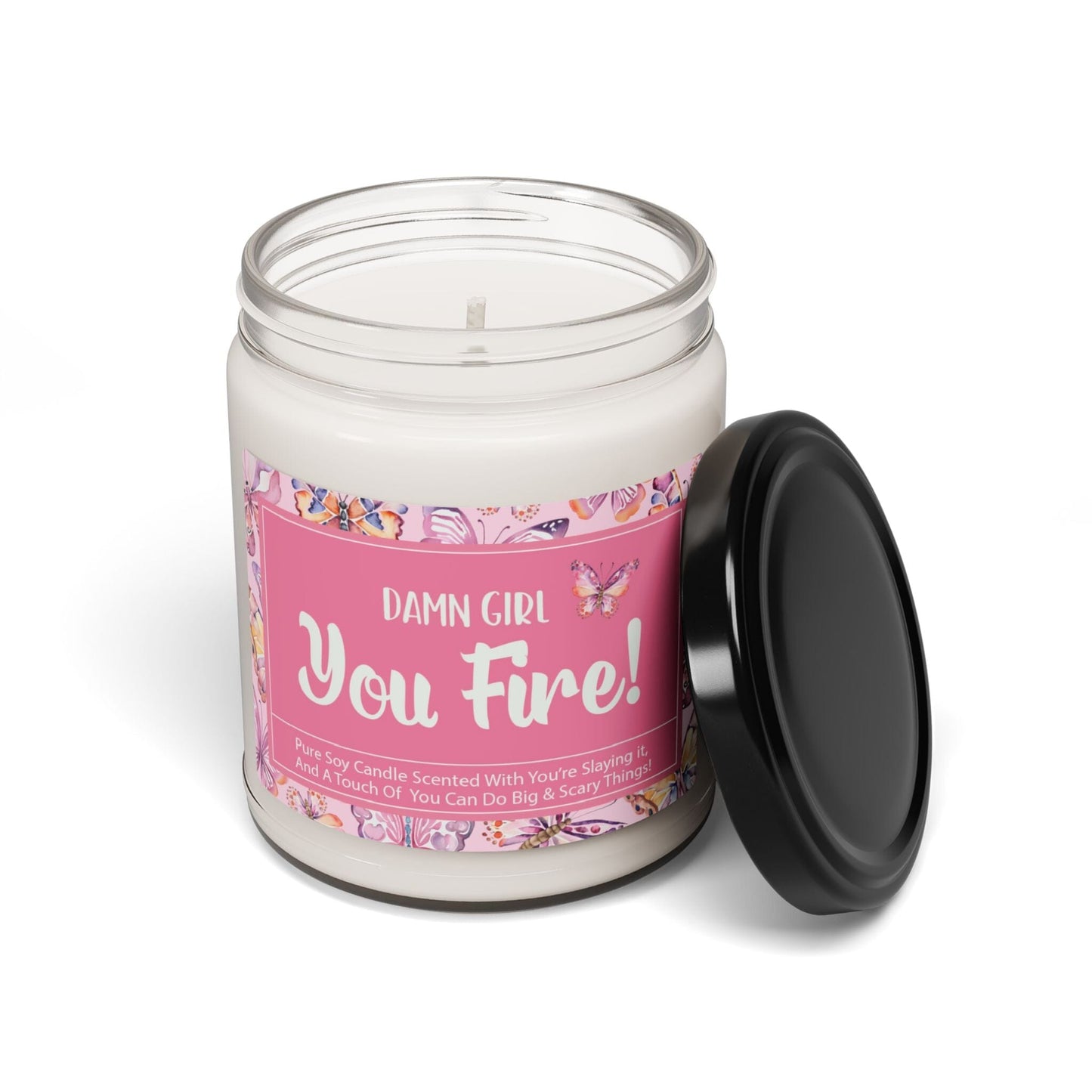 Smells Like You Fire! Coconut Girl Y2k Inspiration Candle ~ Best Friend Birthday Gift Slaying It Candle Pink Butterfly Home Decor Printify Clean Cotton 9oz
