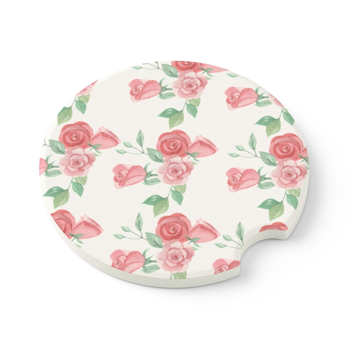 Coquette Car Coasters, Vintage Rose Design, Grandmacore Drink Holder Coaster • Cute Car Accessories Home Decor Printify