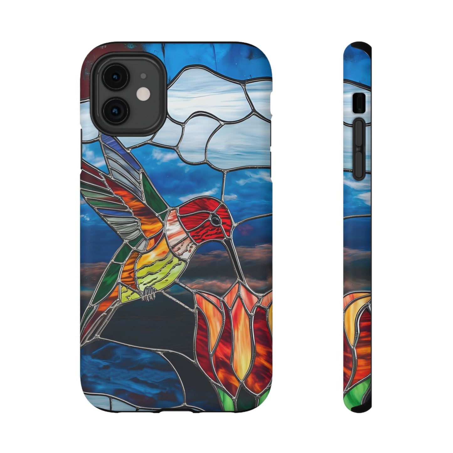 Stained Glass Humming Bird Phone Case, Tough Phonecase designed to fit iPhone and Galaxy Bird Lover Gifts Phone Case Printify iPhone 11 Matte Without gift packaging