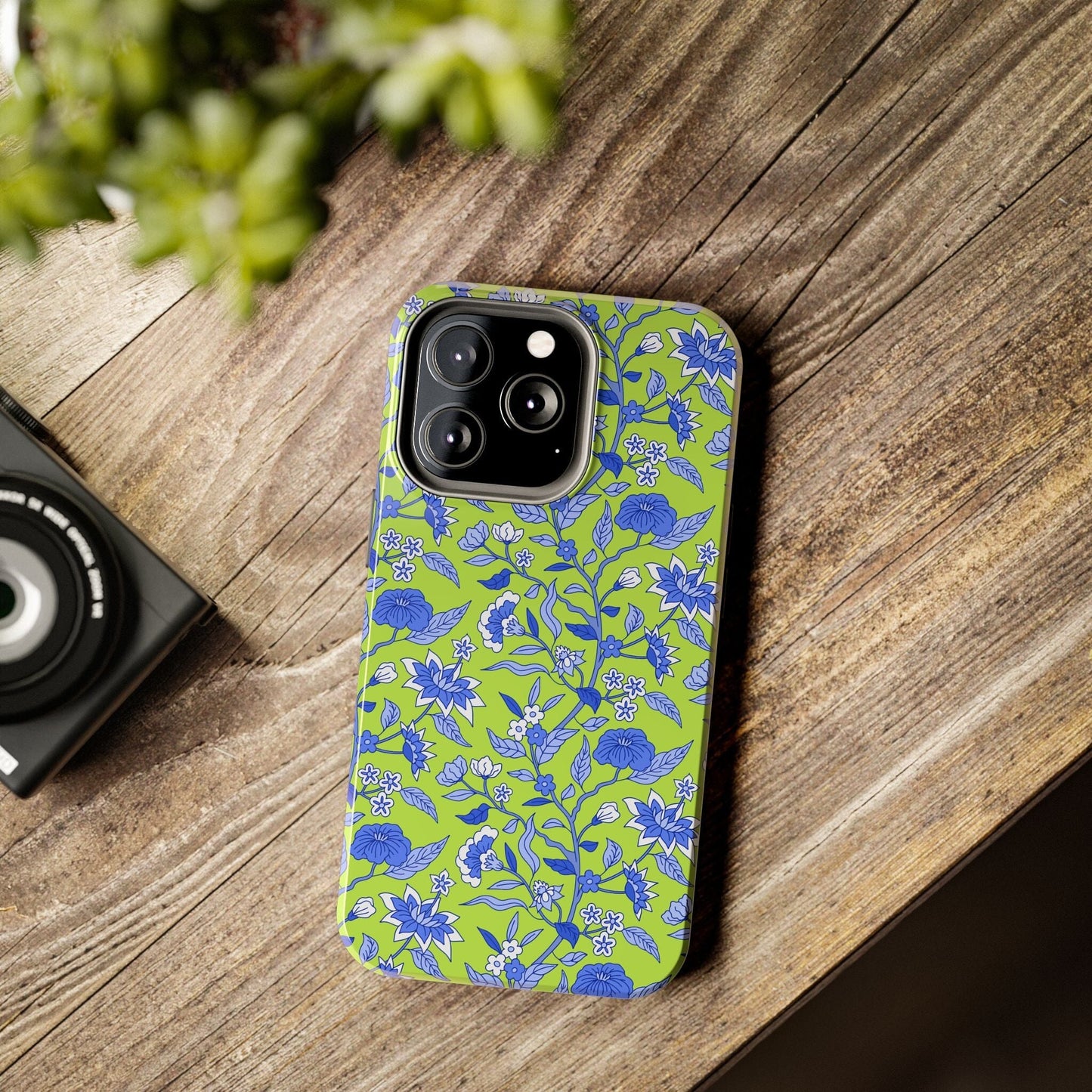 Preppy Aesthetic French Toile Phone Case ~ Blue Coquette Floral iPhone Case Compatable with most iPhone and Samsung Models Phone Case Printify