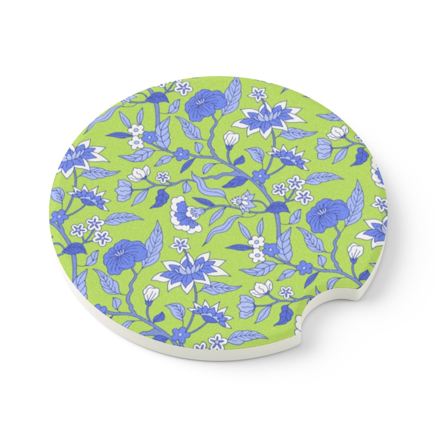 Toile Car Coaster, Green Botanical Car Accessories, Drink Cup Holder Coaster, Coquette Aesthetic Home Decor Printify