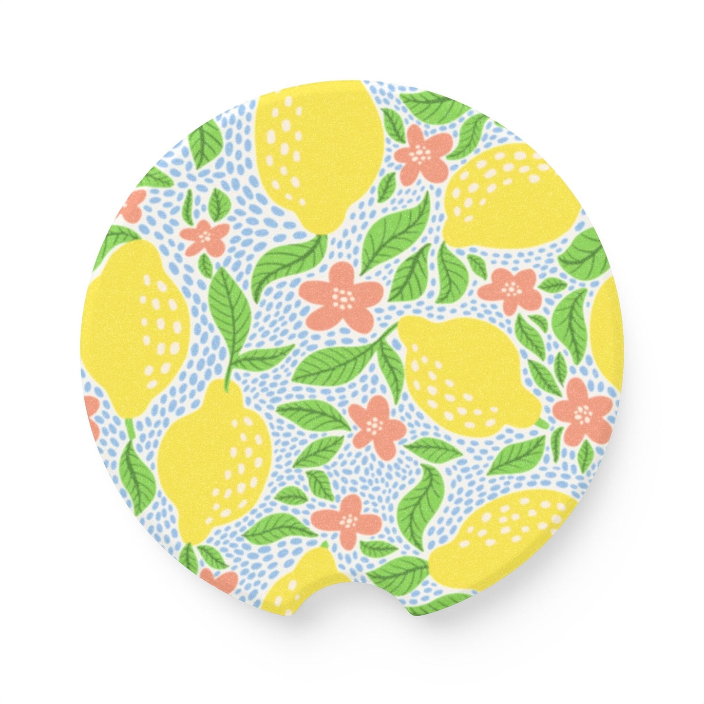 Limoncello Car Coasters, Lemon Floral Cup Holder Coaster • Cute Car Accessories Home Decor Printify 2.6'' × 2.6" 1pc