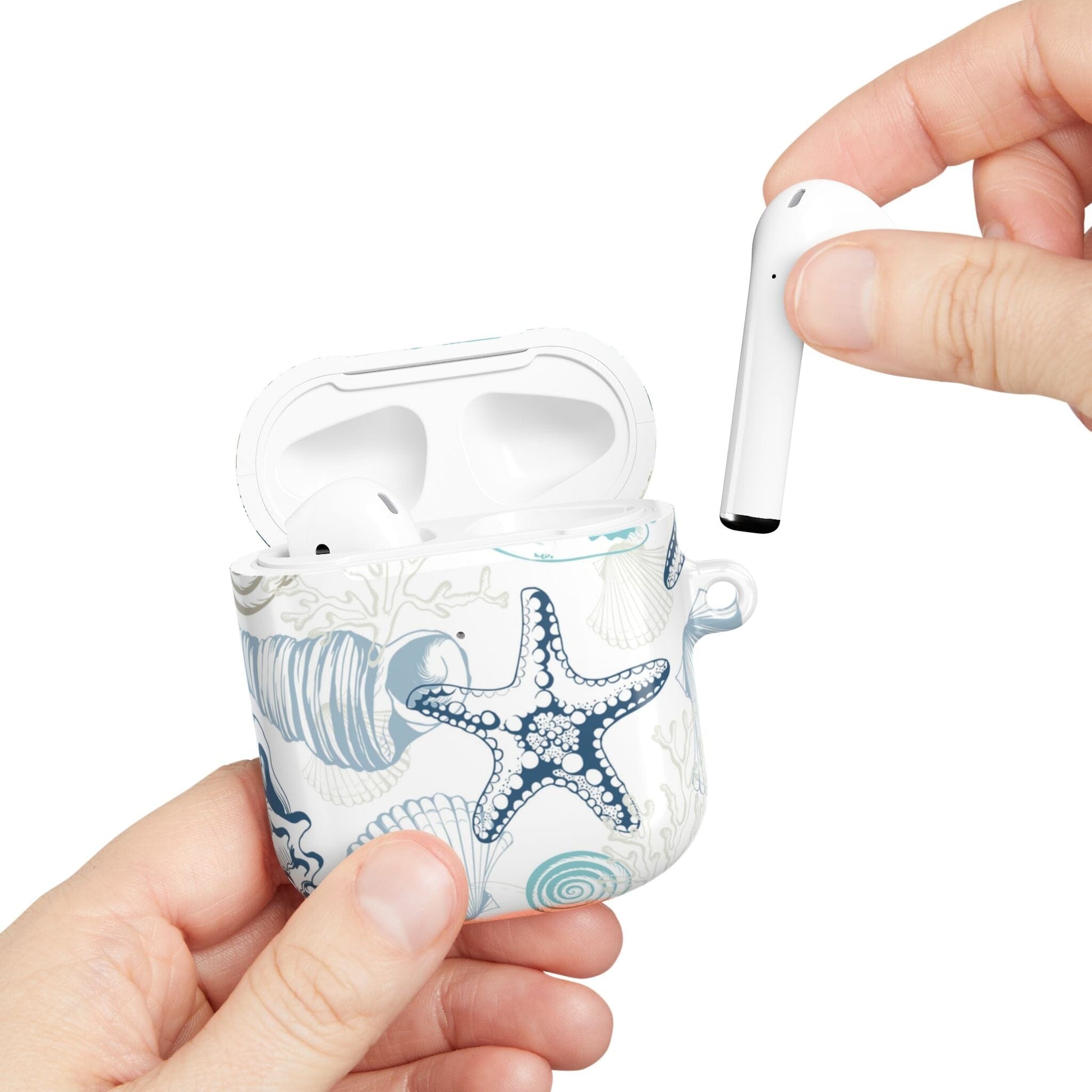 Blue Seashells AirPods Case, Ocean-Inspired Case for Earbuds • Cute Phone Accessories Accessories Printify