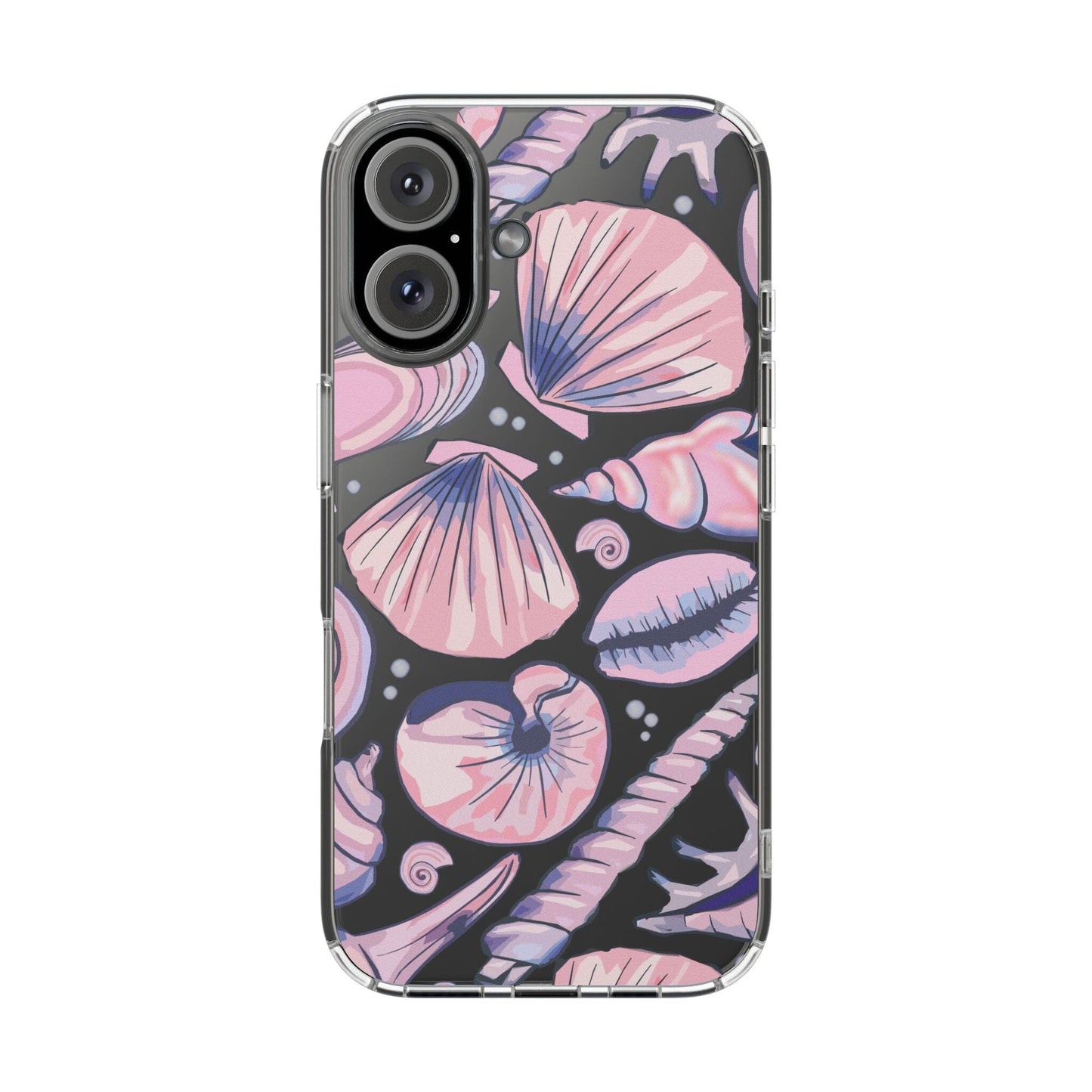 Ocean-Inspired Clear Phone Case, Coastal Aesthetic, Shells Pattern, Summer Vibes iPhone 16 Pro Case, iPhone 15, iPhone 14, Samsung Galaxy Phone Case Printify iPhone 16 Without gift packaging
