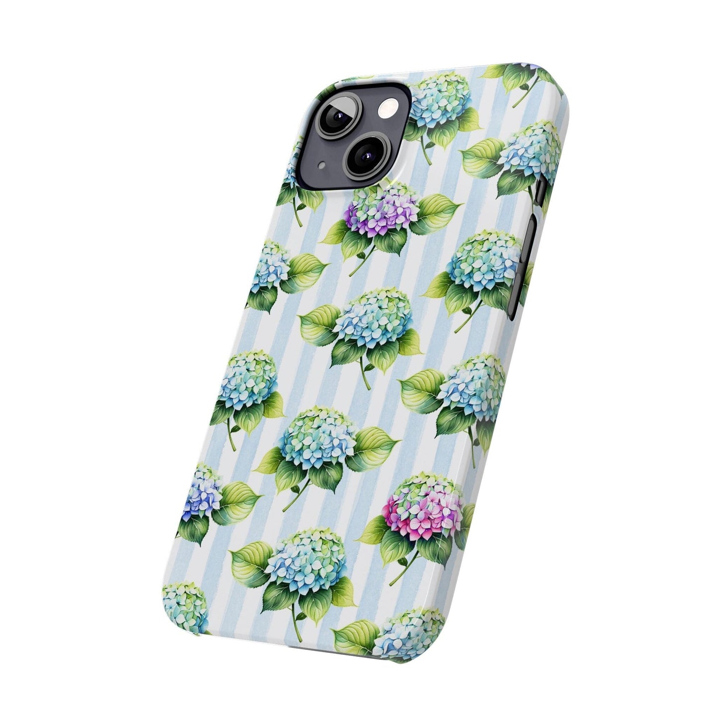 Floral Phone Case, Coastal Hydrangea Floral Phone Case, French Blue Vanilla Girl Aesthetic ~ iPhone 12, iPhone 13, iPhone 14, iPhone 15 Phone Case Printify